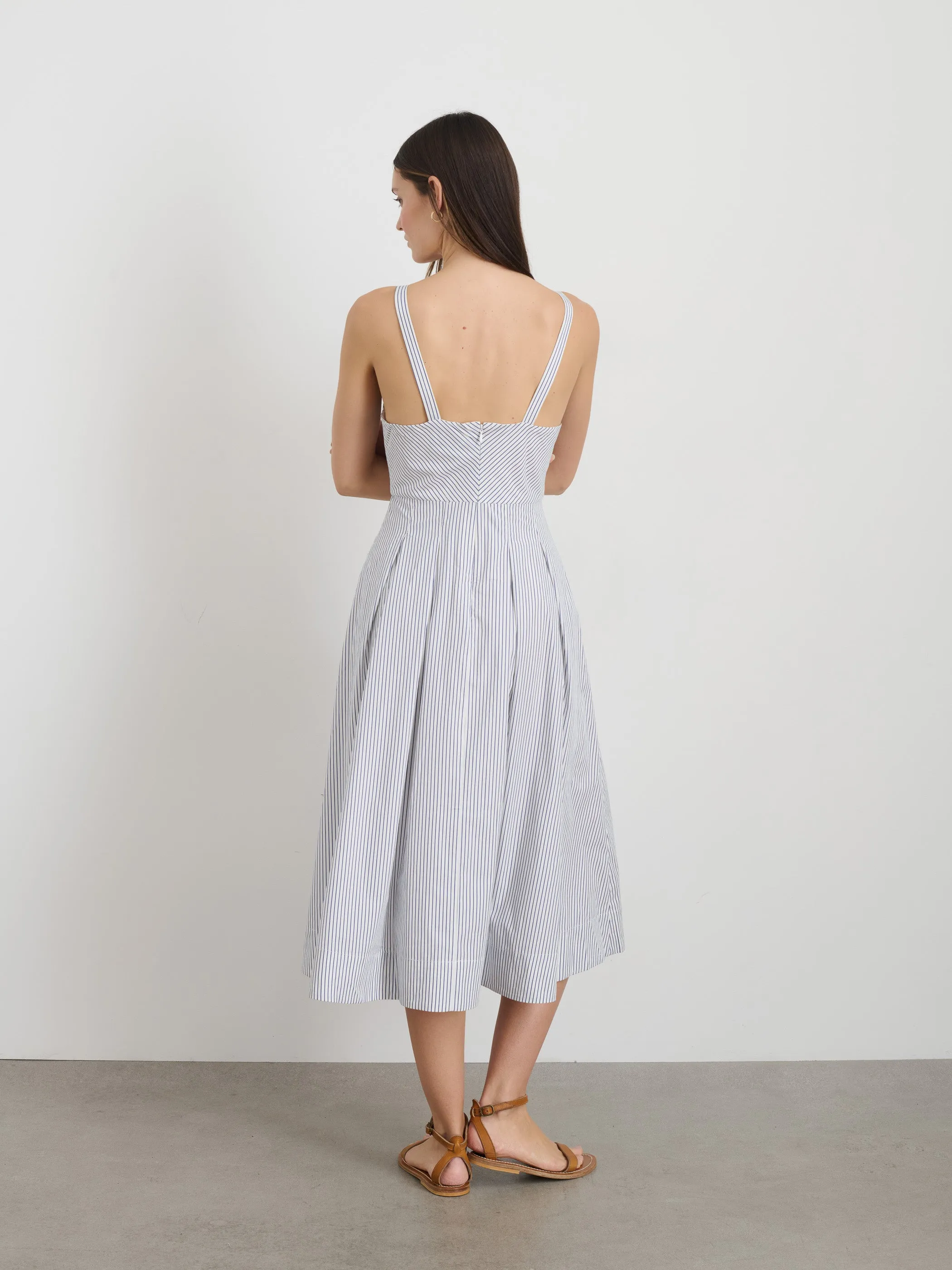 Abby Stripe Dress In Cotton Poplin