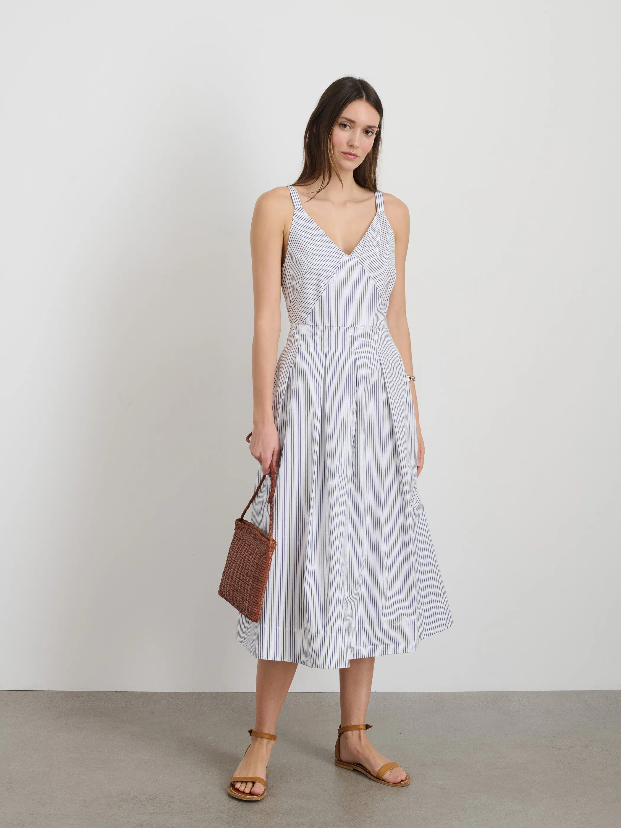 Abby Stripe Dress In Cotton Poplin