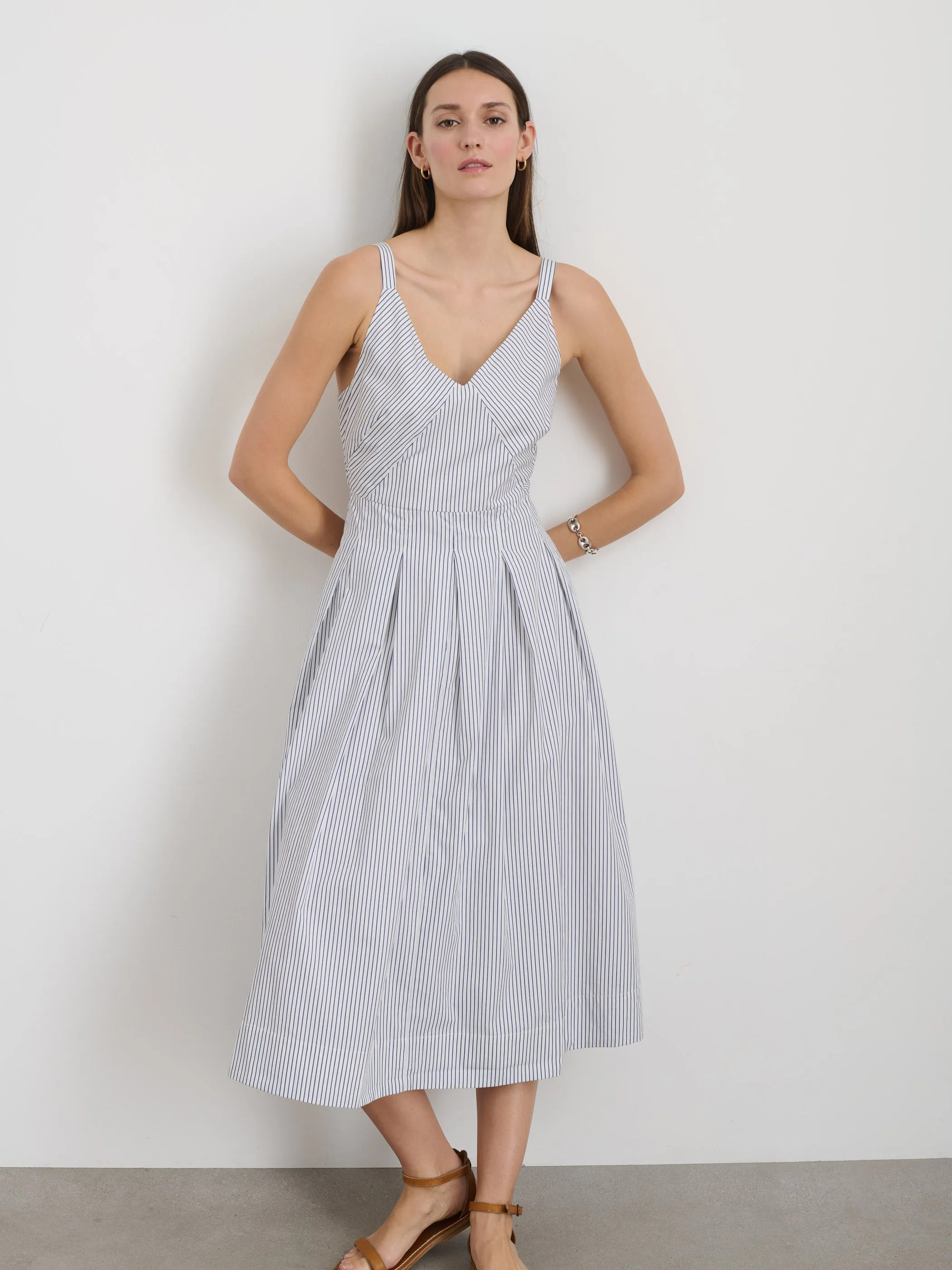 Abby Stripe Dress In Cotton Poplin