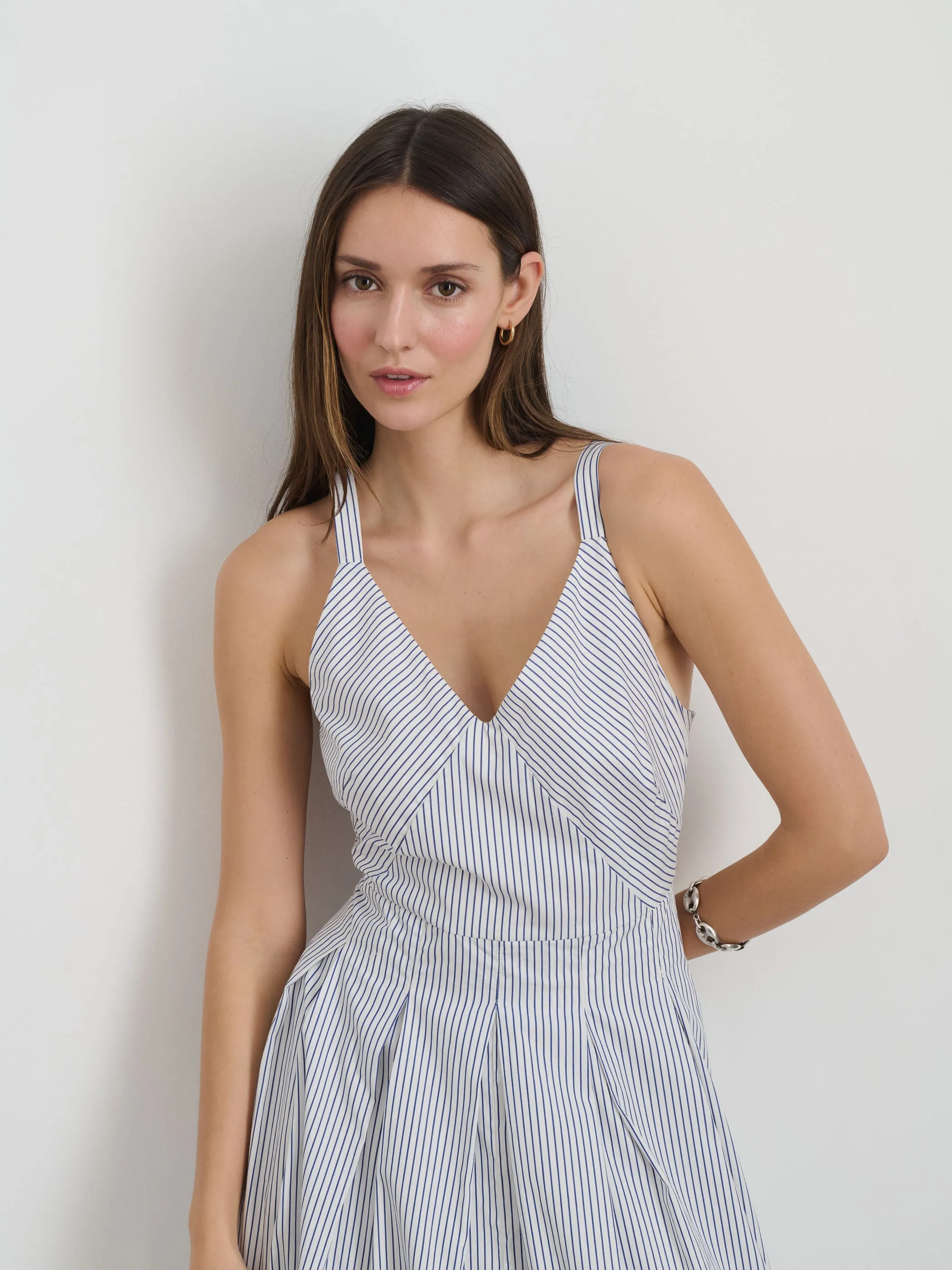 Abby Stripe Dress In Cotton Poplin