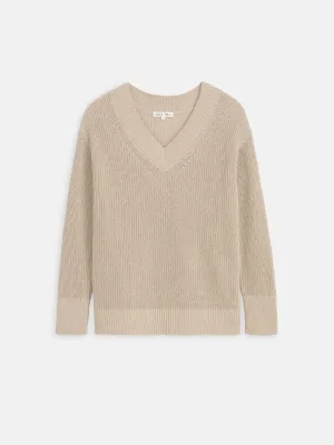 Arielle V Neck Sweater In Cotton Linen