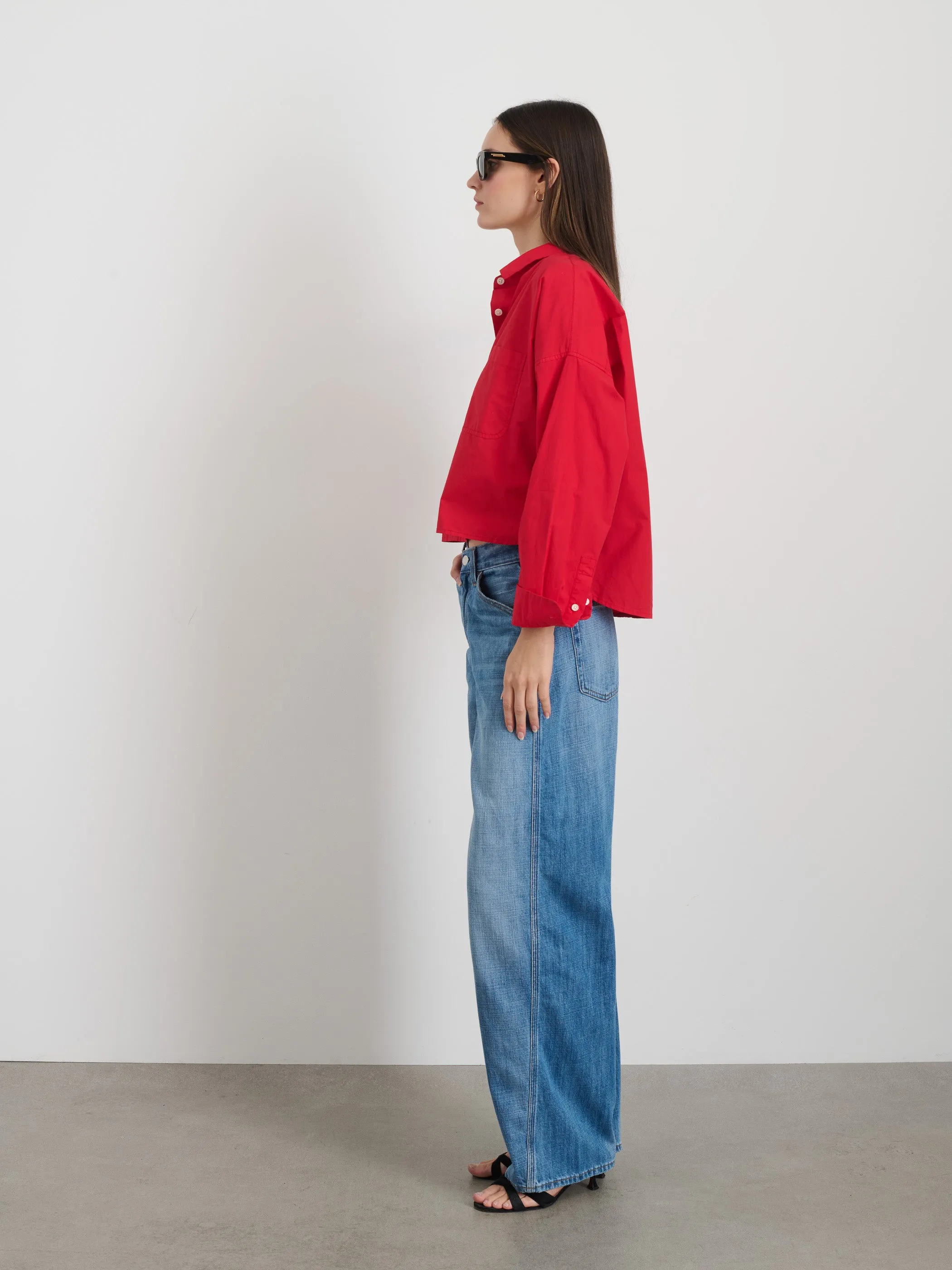 Cropped Jo Shirt in Cotton Poplin