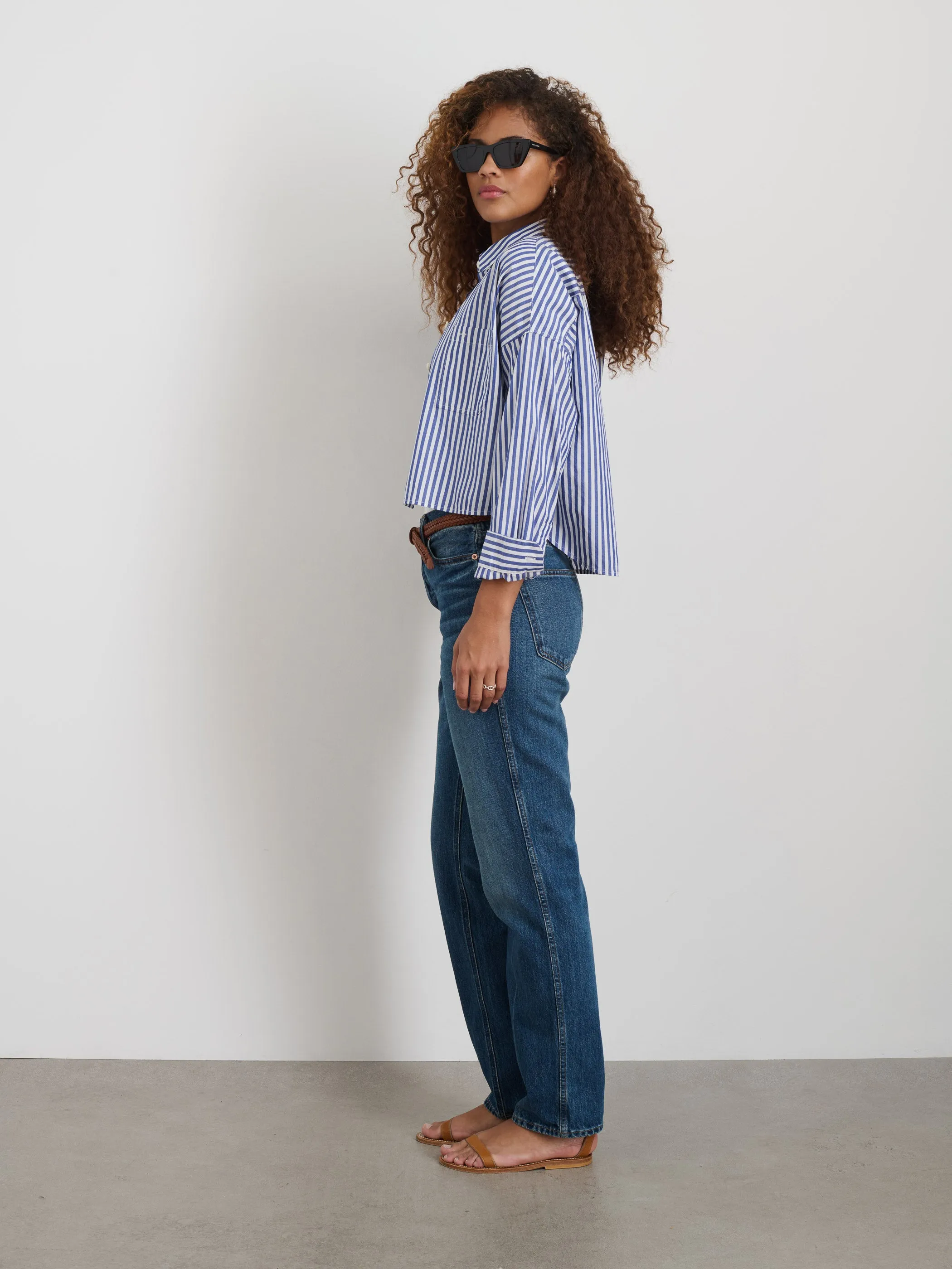 Cropped Striped Jo Shirt in Cotton