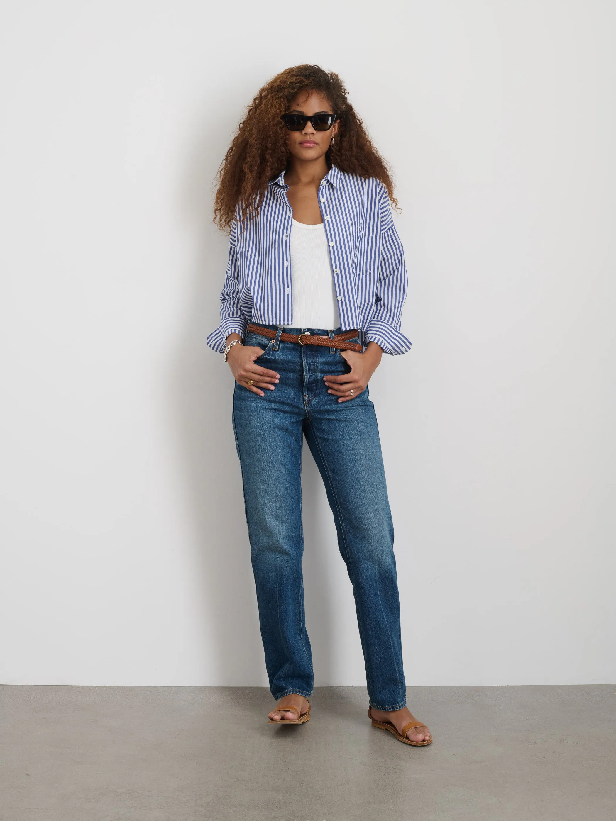 Cropped Striped Jo Shirt in Cotton