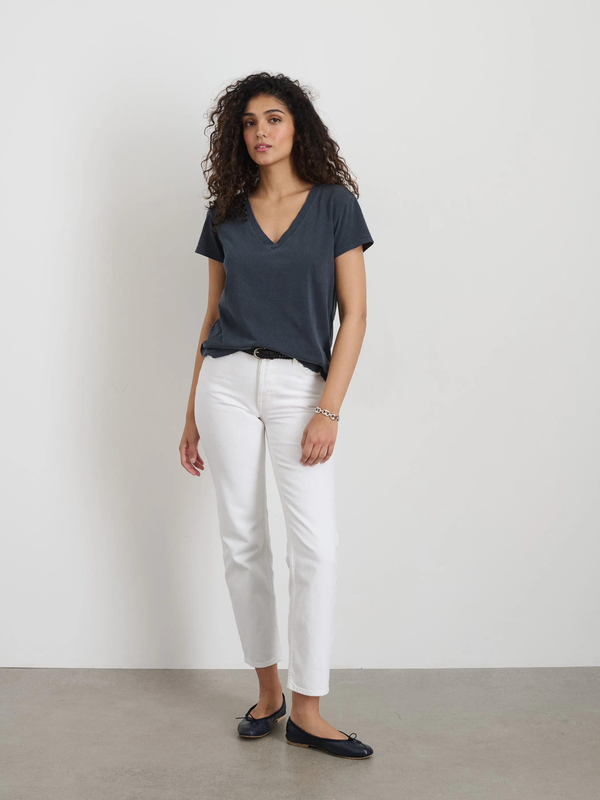 Elliott V Neck Tee in Cotton