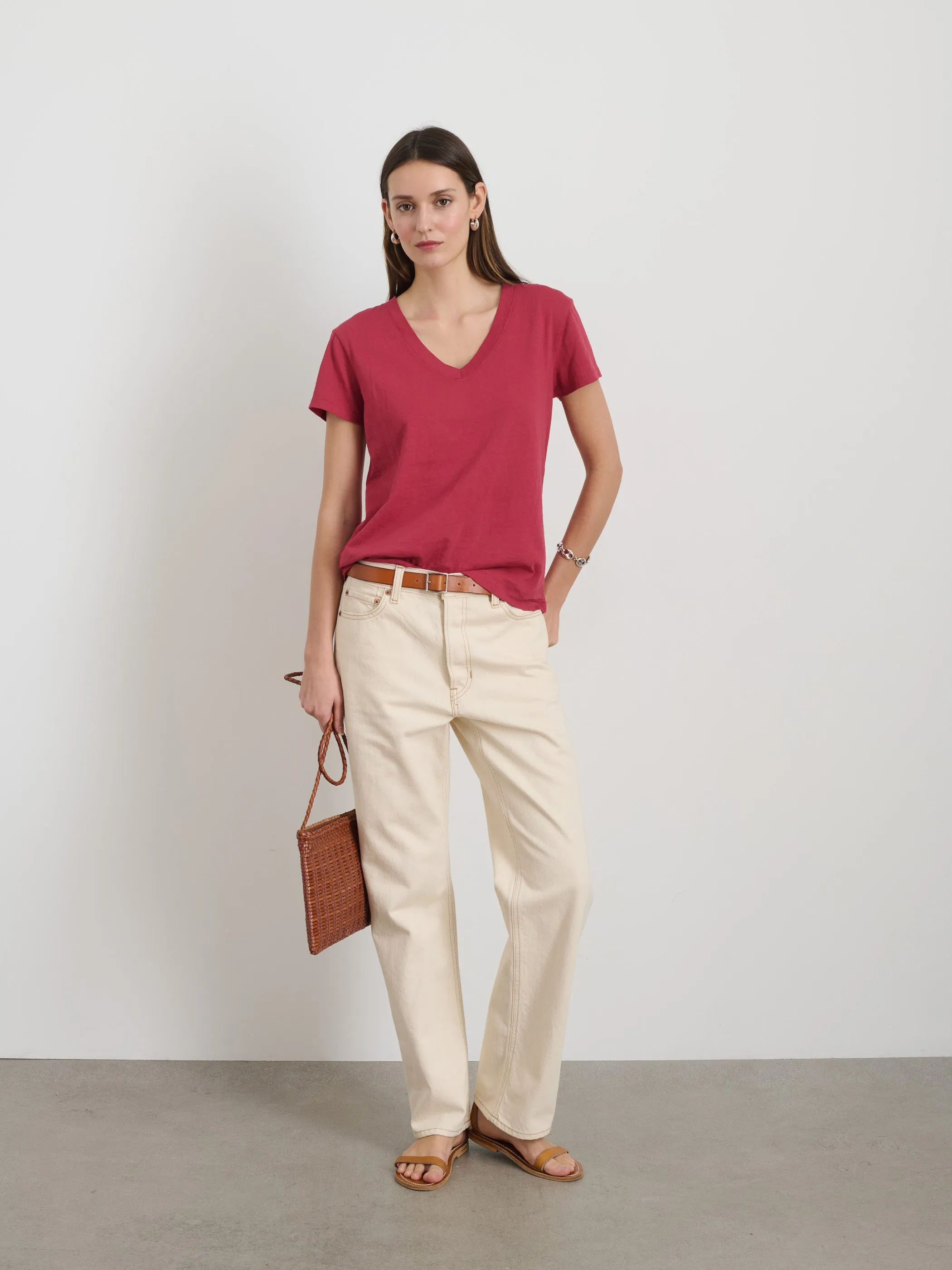 Elliott V Neck Tee in Cotton