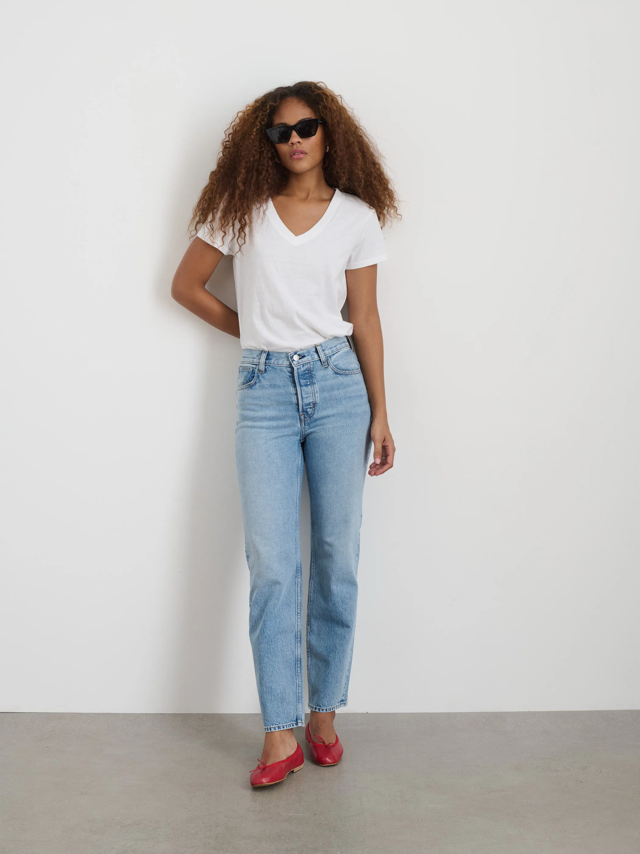 Elliott V Neck Tee in Cotton