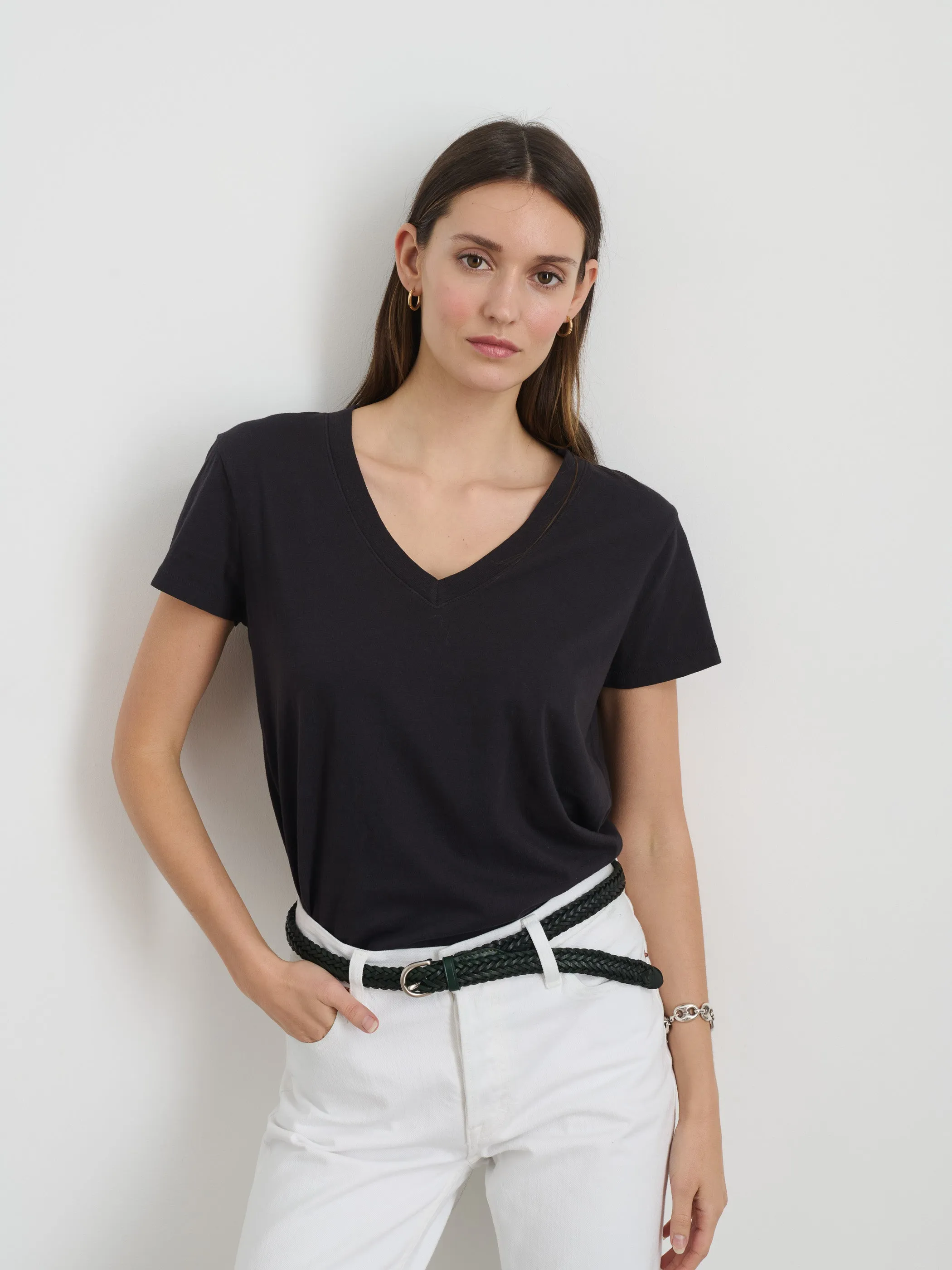 Elliott V Neck Tee in Cotton