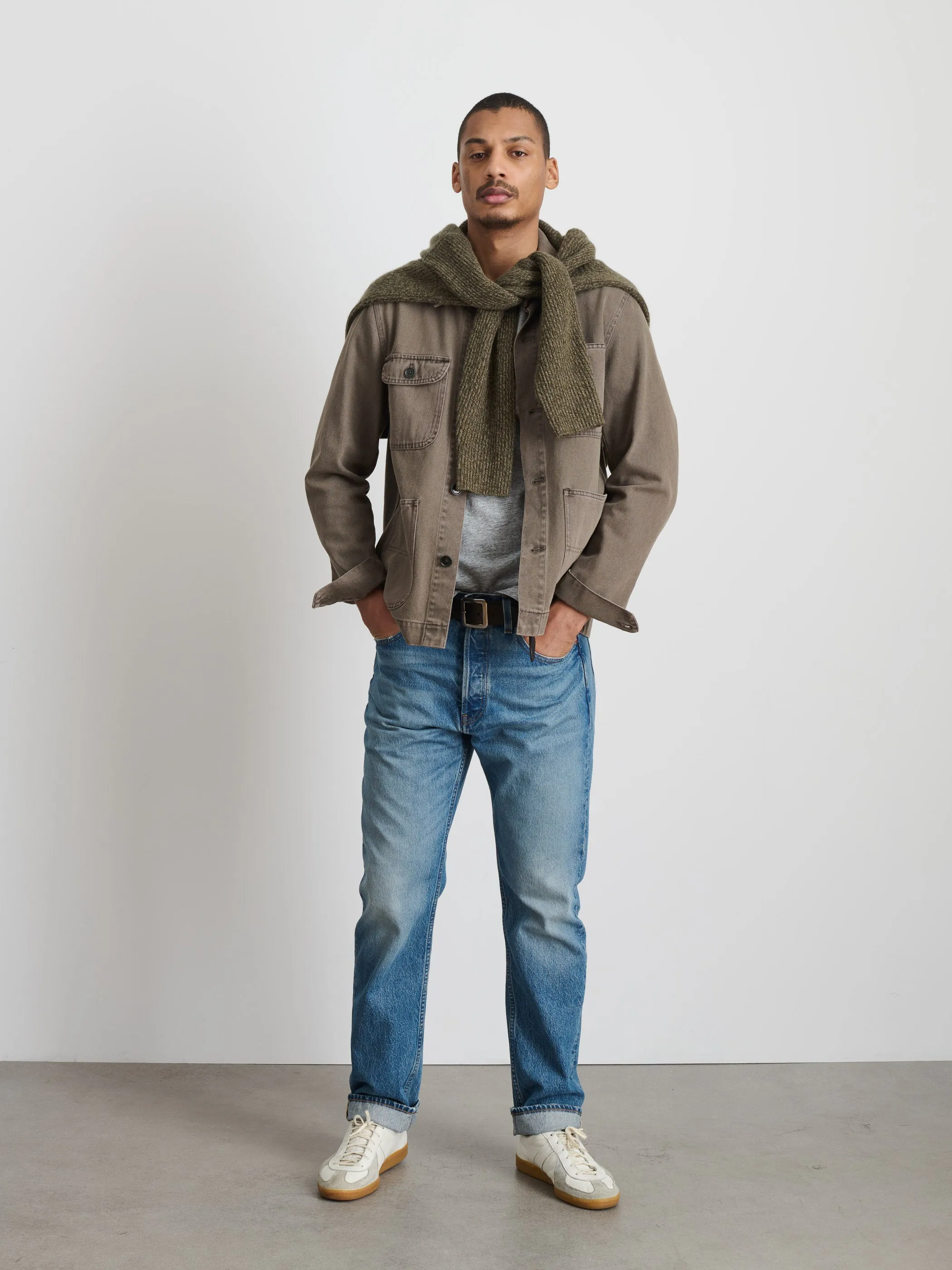Garment Dyed Work Jacket in Recycled Denim