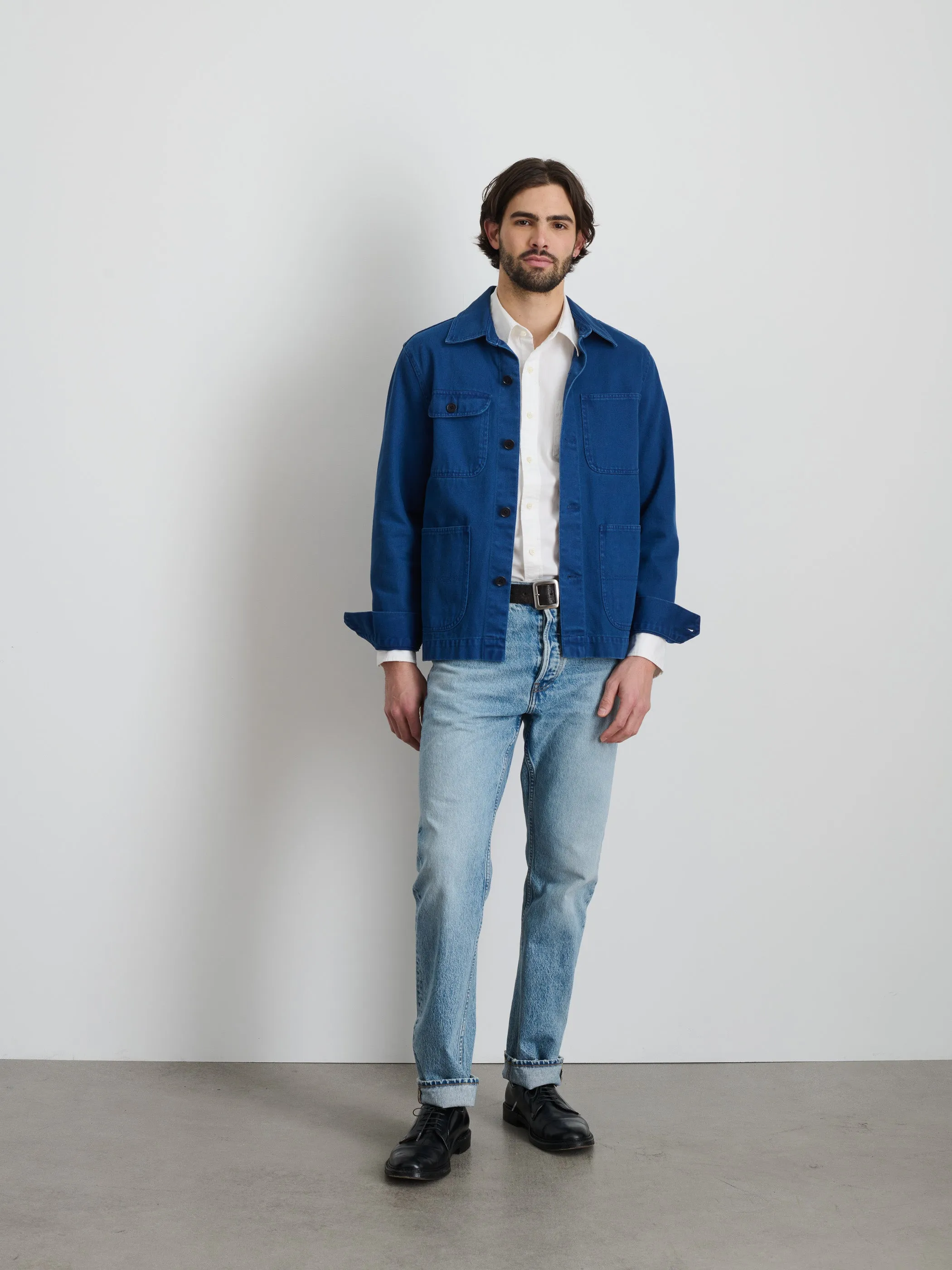Garment Dyed Work Jacket in Recycled Denim