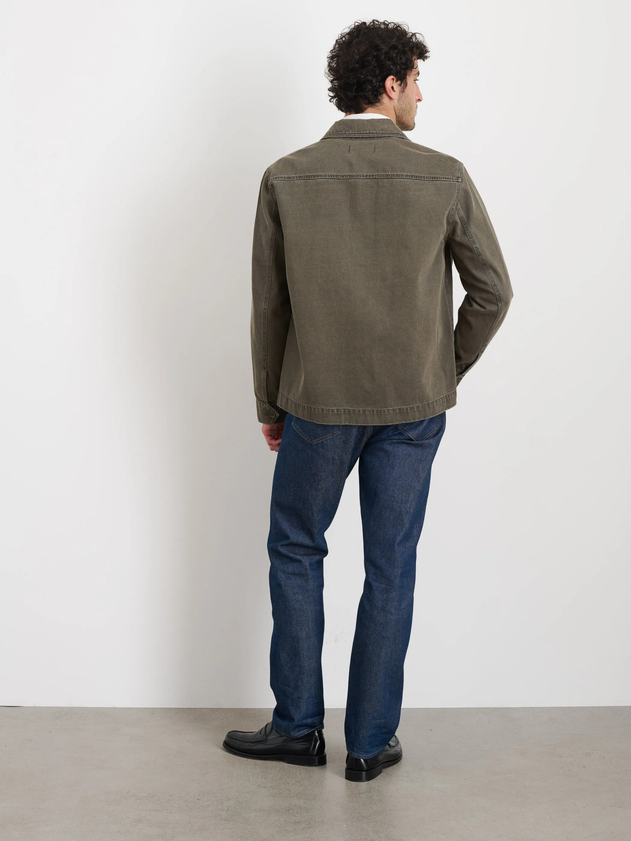 Garment Dyed Work Jacket in Recycled Denim