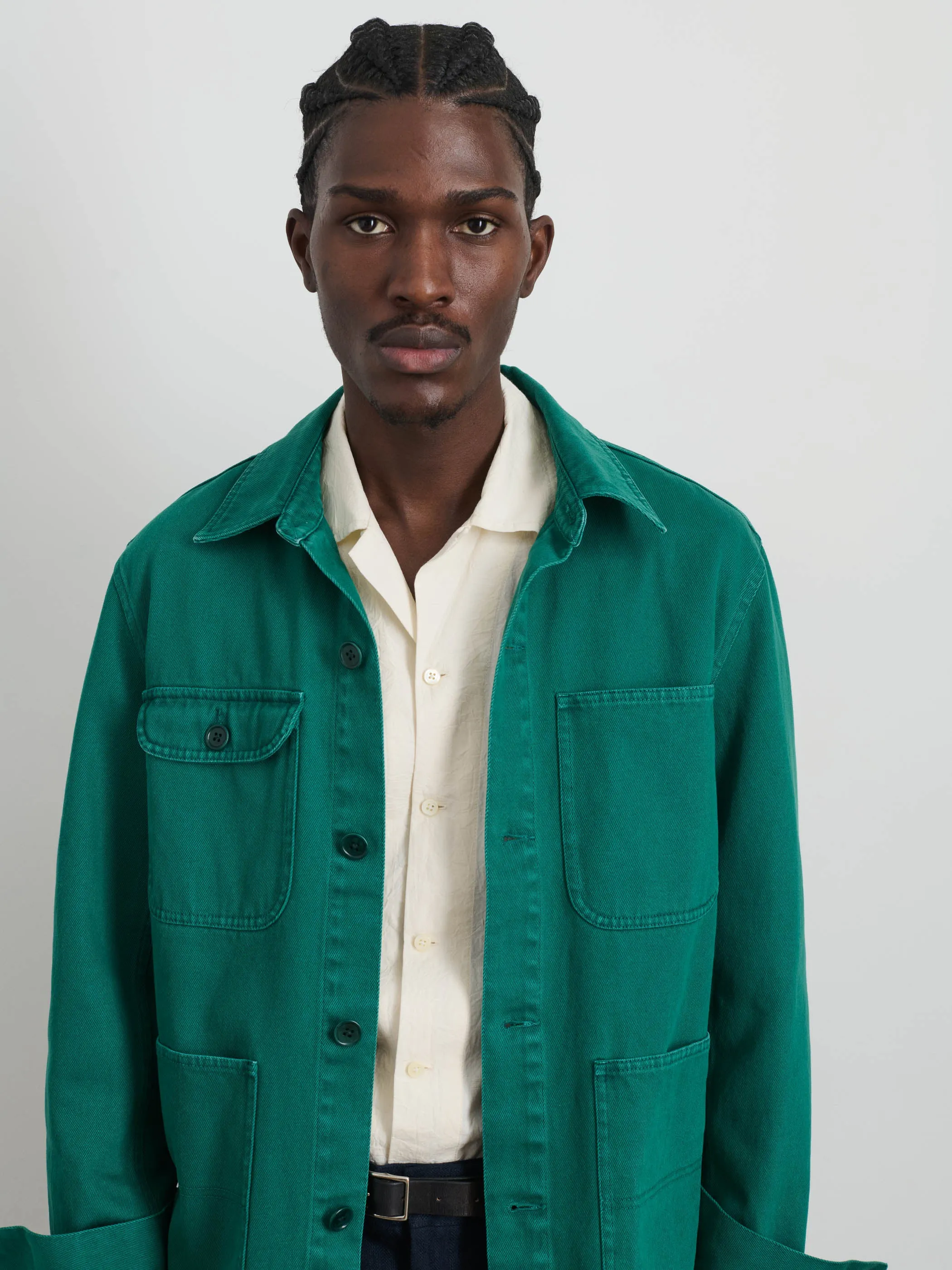 Garment Dyed Work Jacket in Recycled Denim