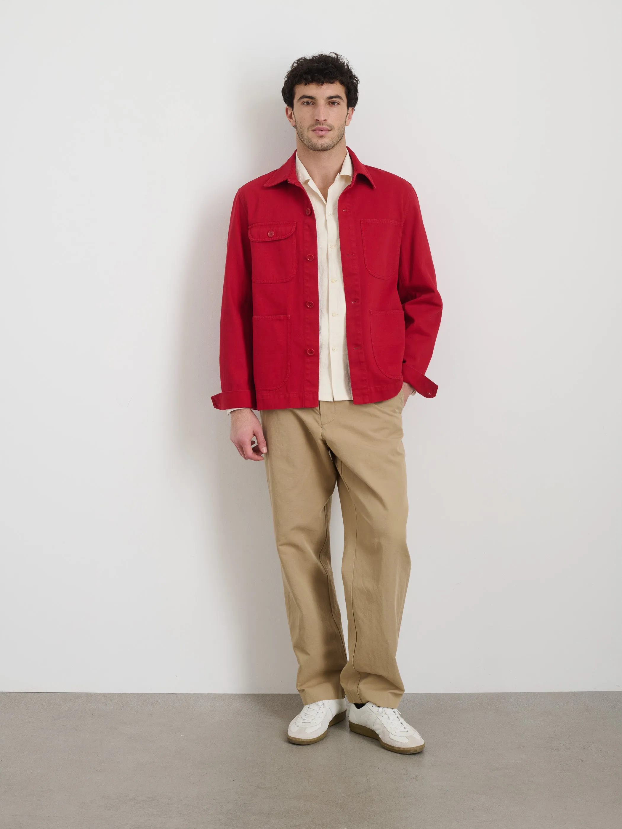 Garment Dyed Work Jacket in Recycled Denim