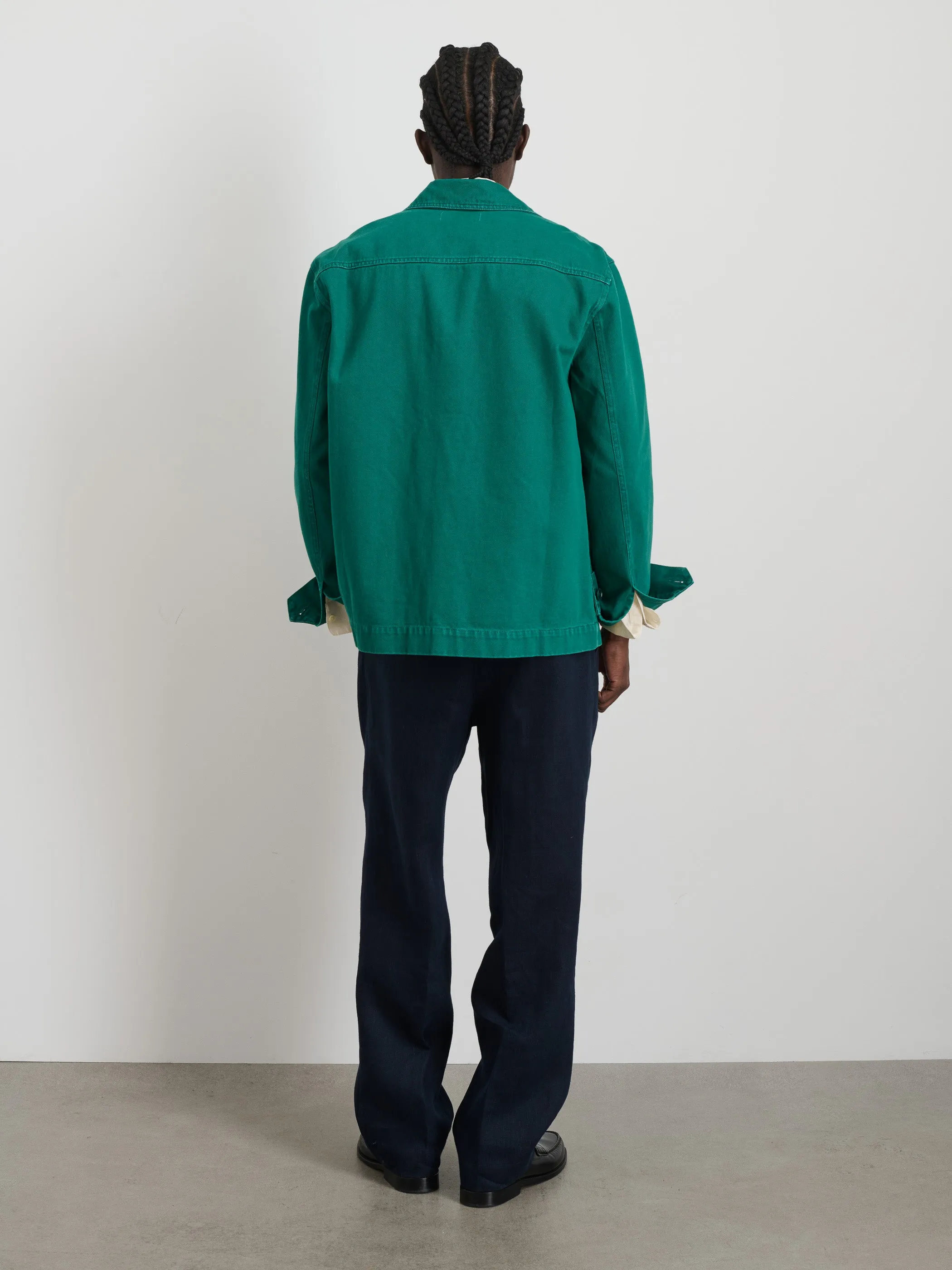 Garment Dyed Work Jacket in Recycled Denim