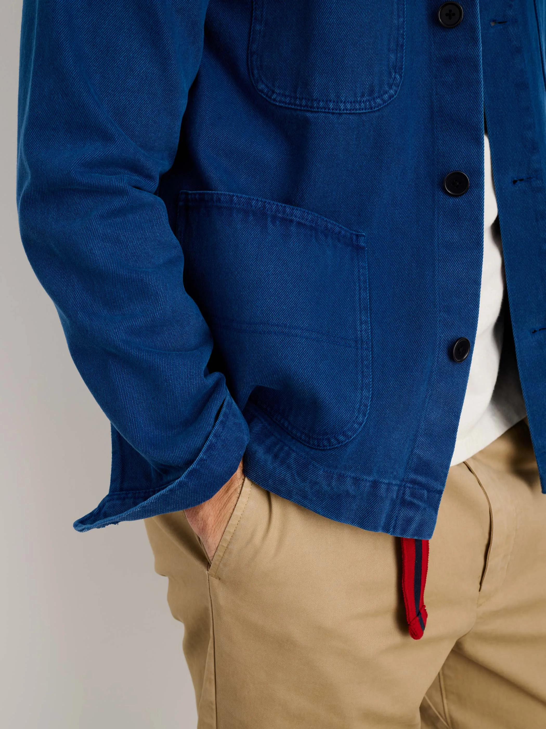 Garment Dyed Work Jacket in Recycled Denim