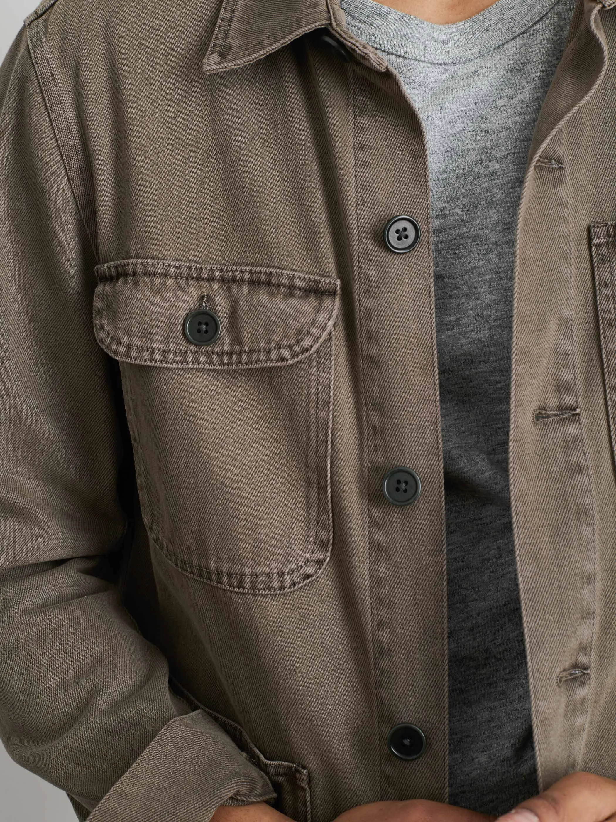 Garment Dyed Work Jacket in Recycled Denim
