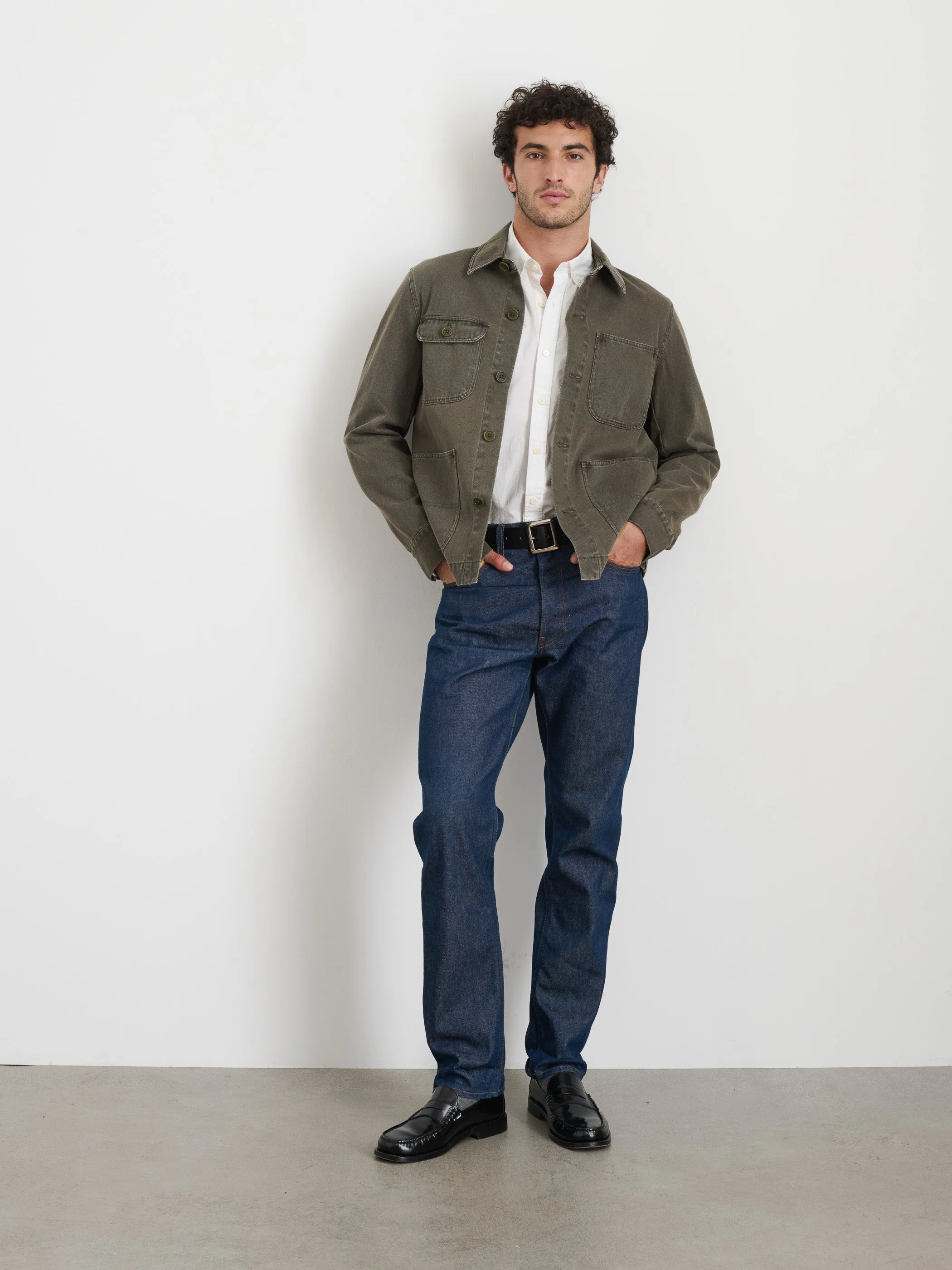 Garment Dyed Work Jacket in Recycled Denim