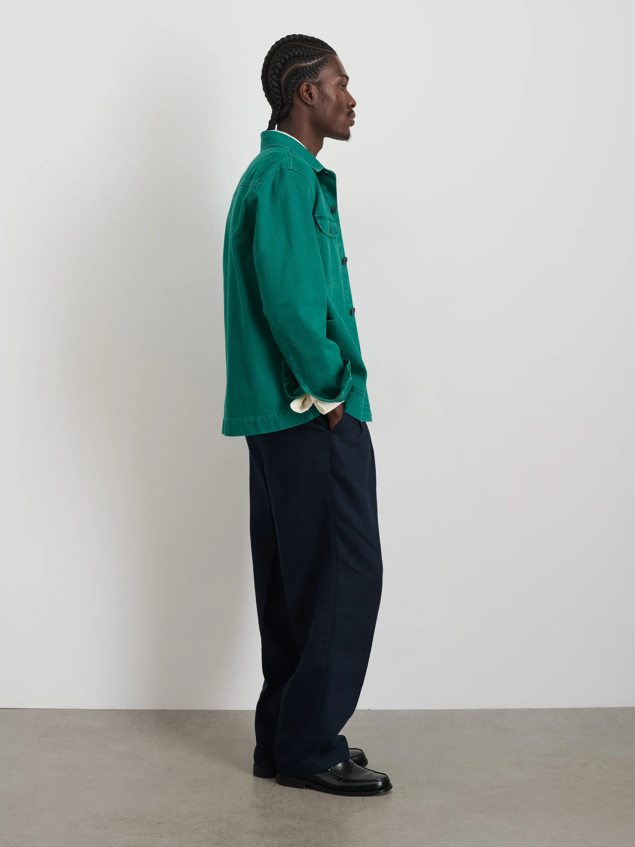 Garment Dyed Work Jacket in Recycled Denim