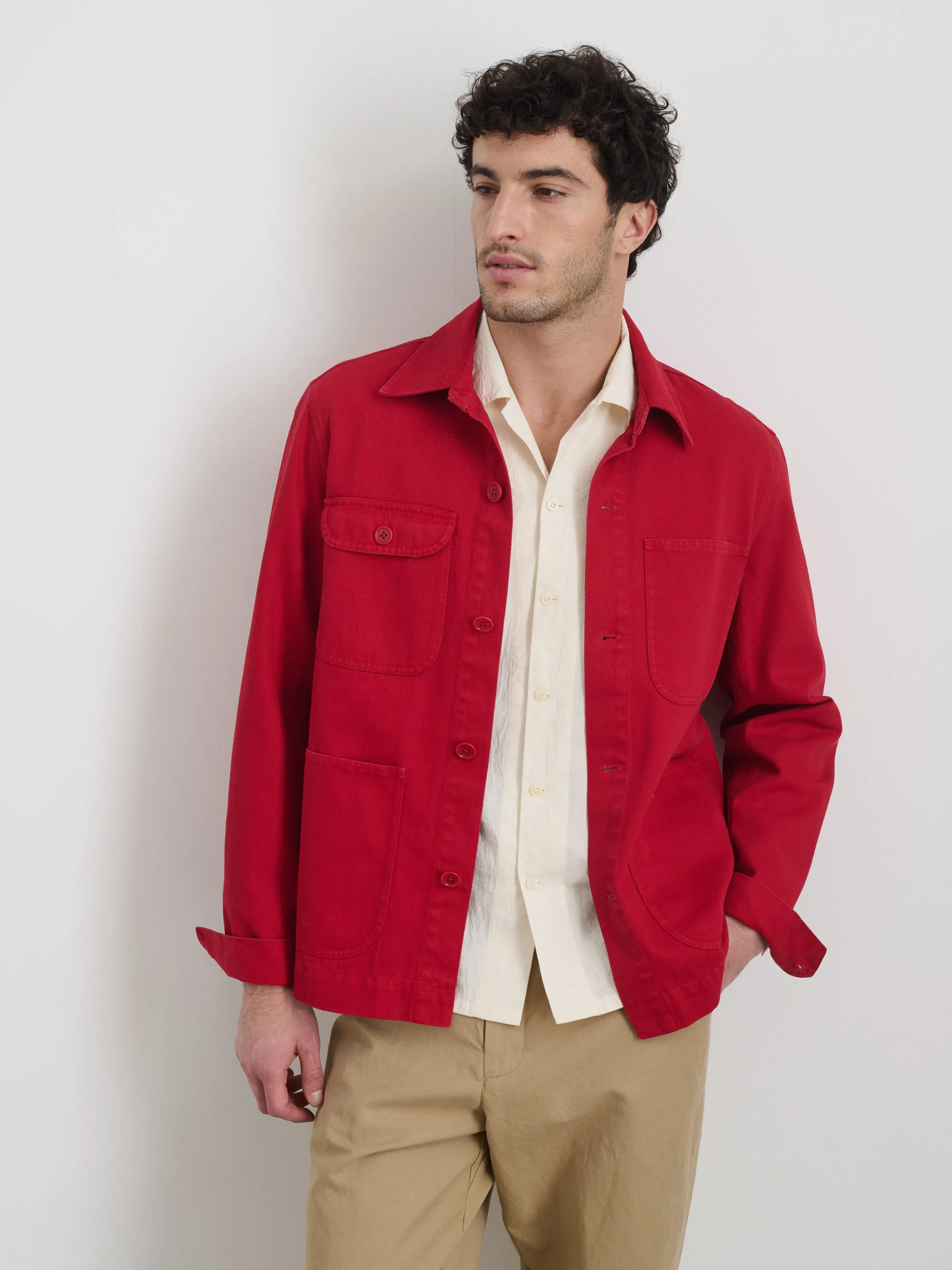 Garment Dyed Work Jacket in Recycled Denim