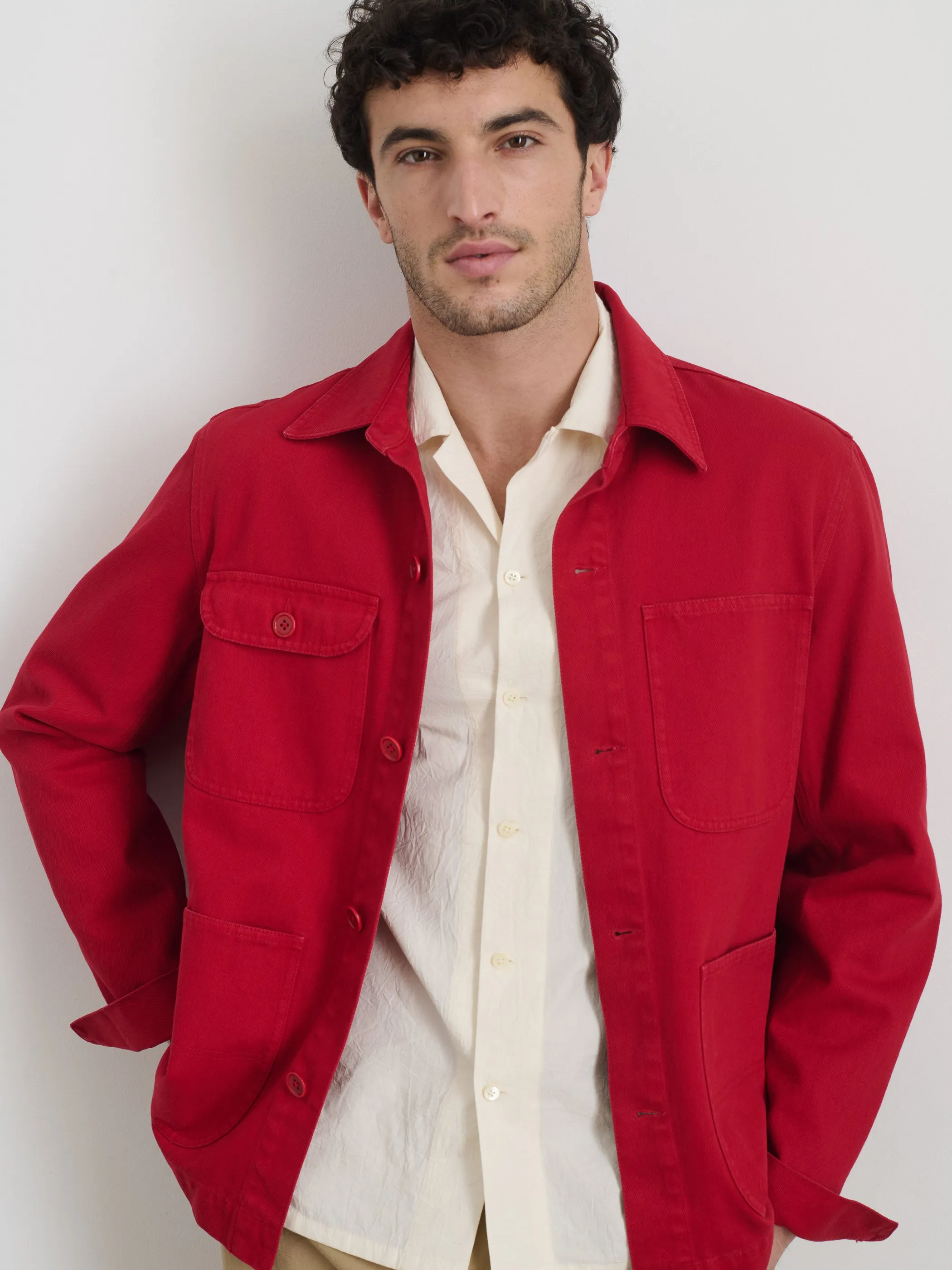 Garment Dyed Work Jacket in Recycled Denim