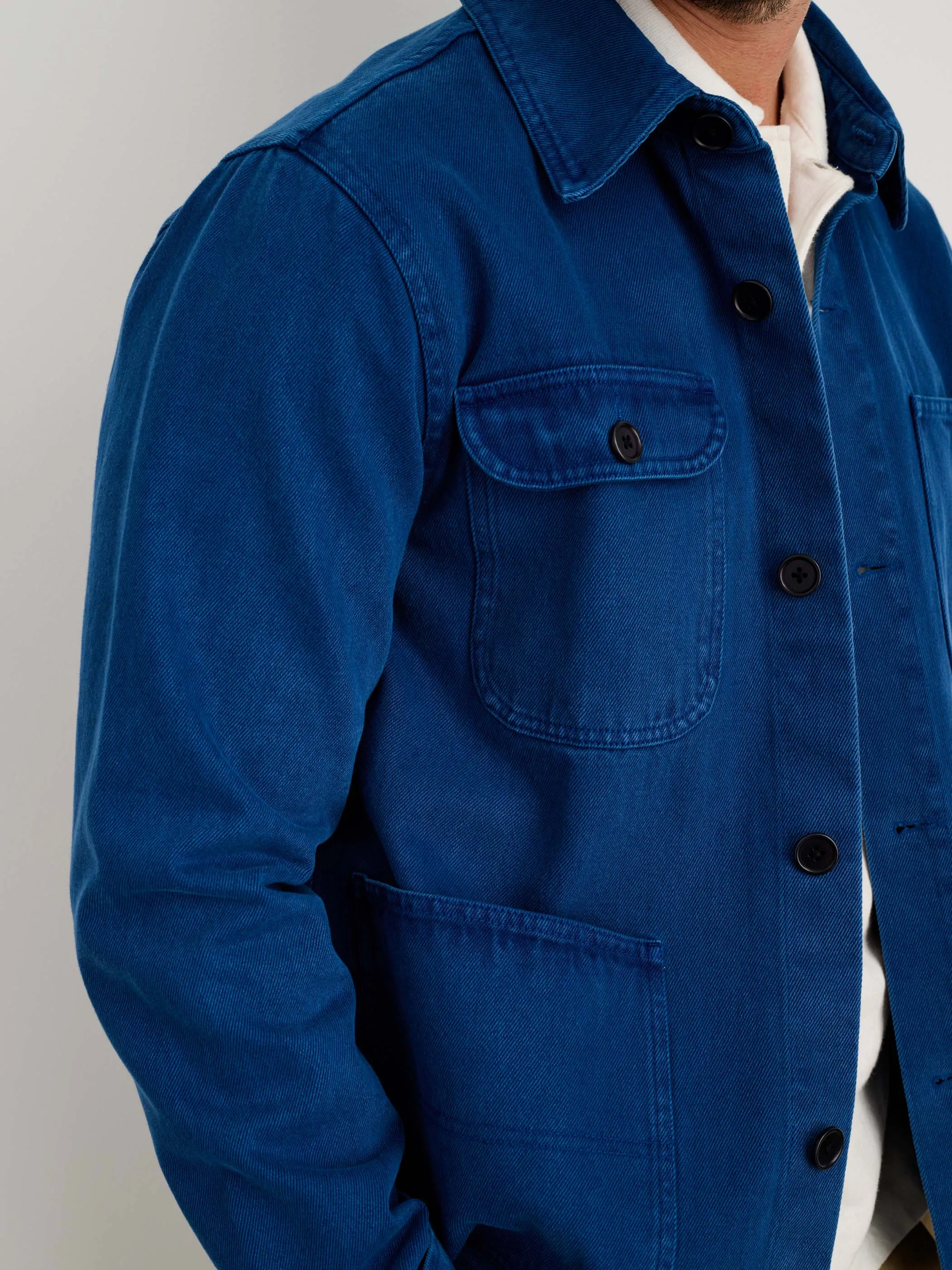 Garment Dyed Work Jacket in Recycled Denim