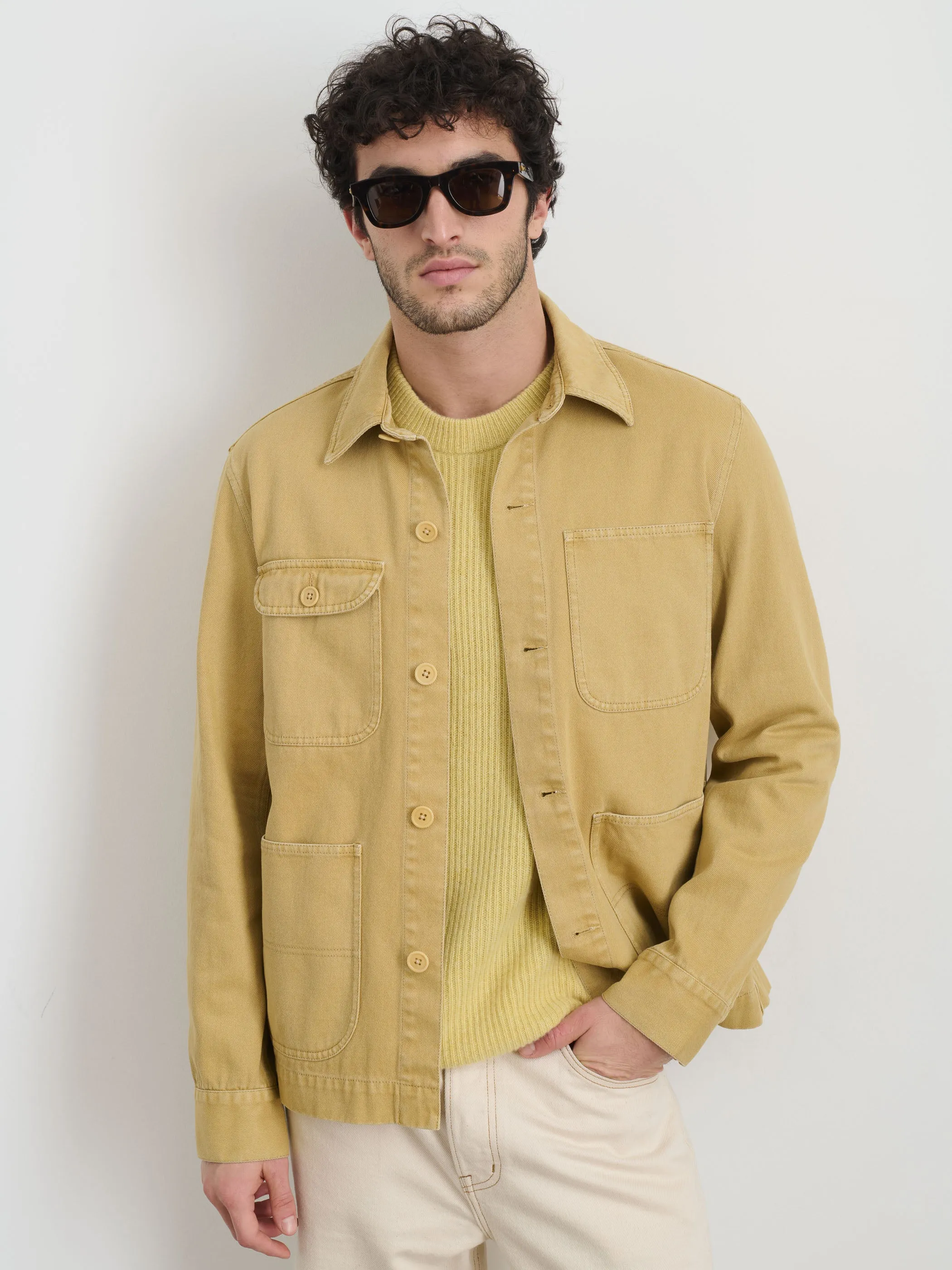 Garment Dyed Work Jacket in Recycled Denim