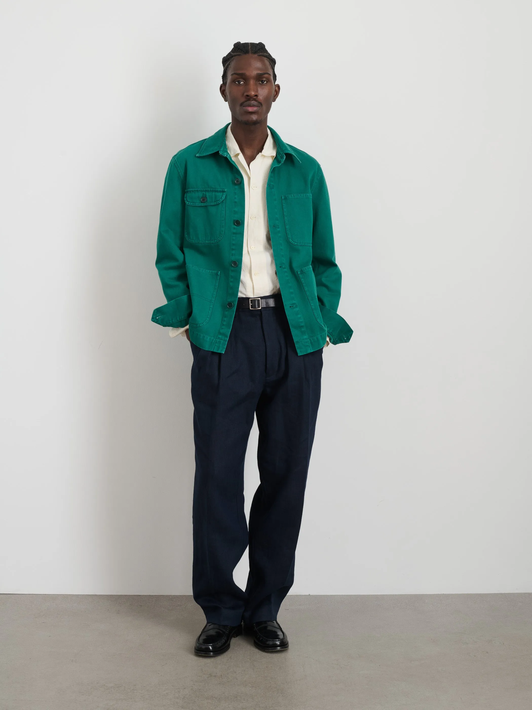 Garment Dyed Work Jacket in Recycled Denim