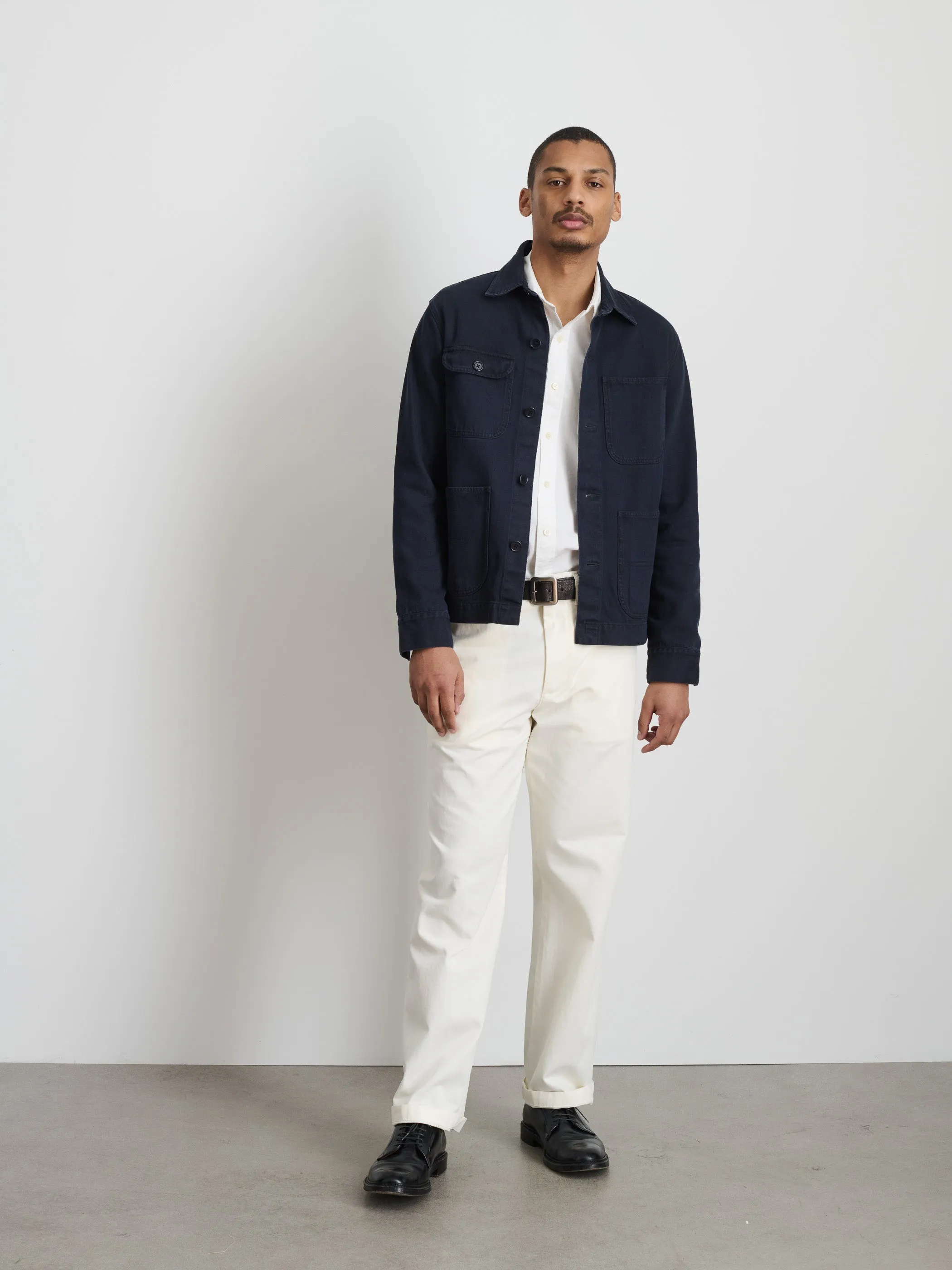 Garment Dyed Work Jacket in Recycled Denim