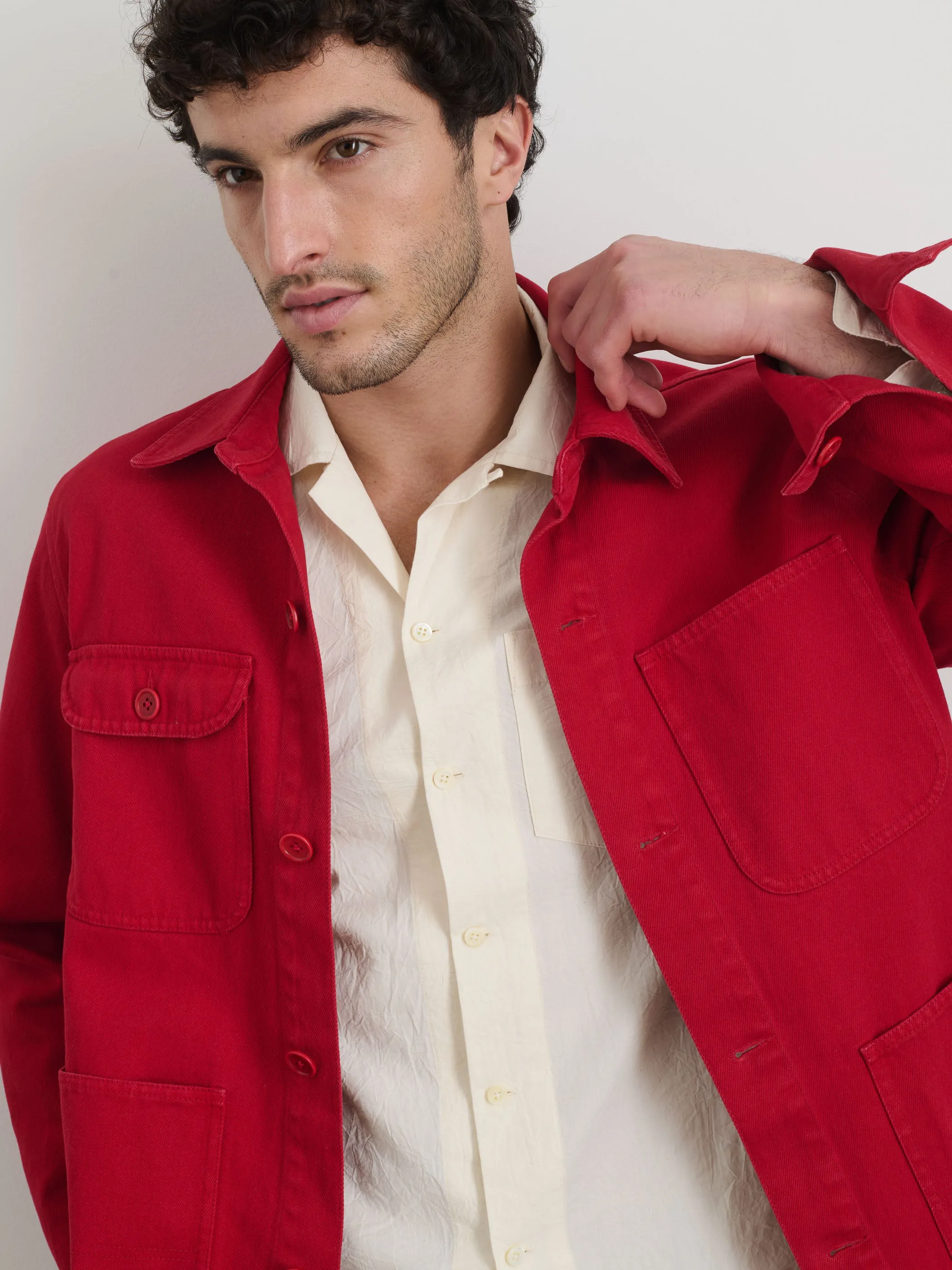 Garment Dyed Work Jacket in Recycled Denim