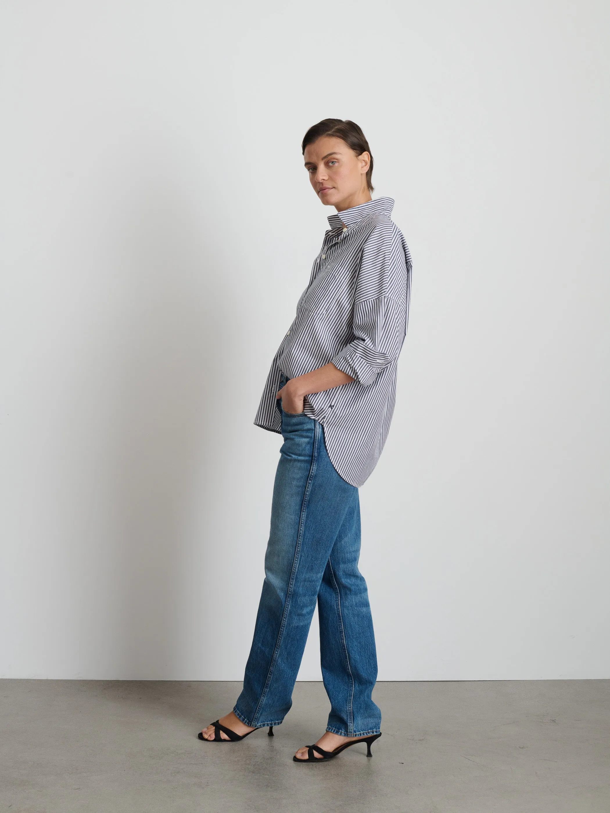 Jo Shirt in Striped Cotton Poplin