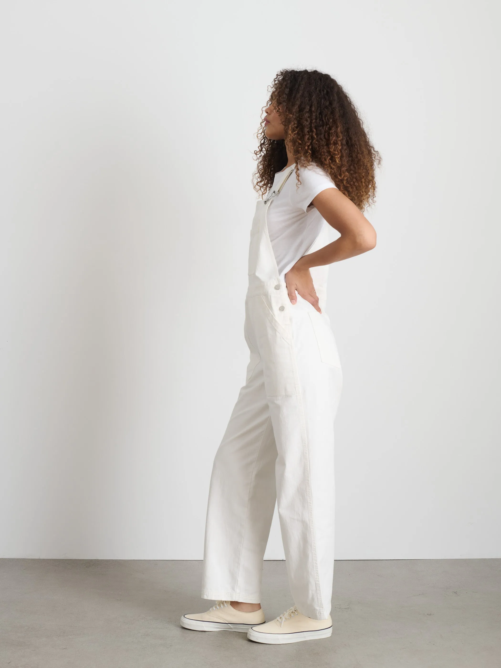 Lili Overall in White Denim