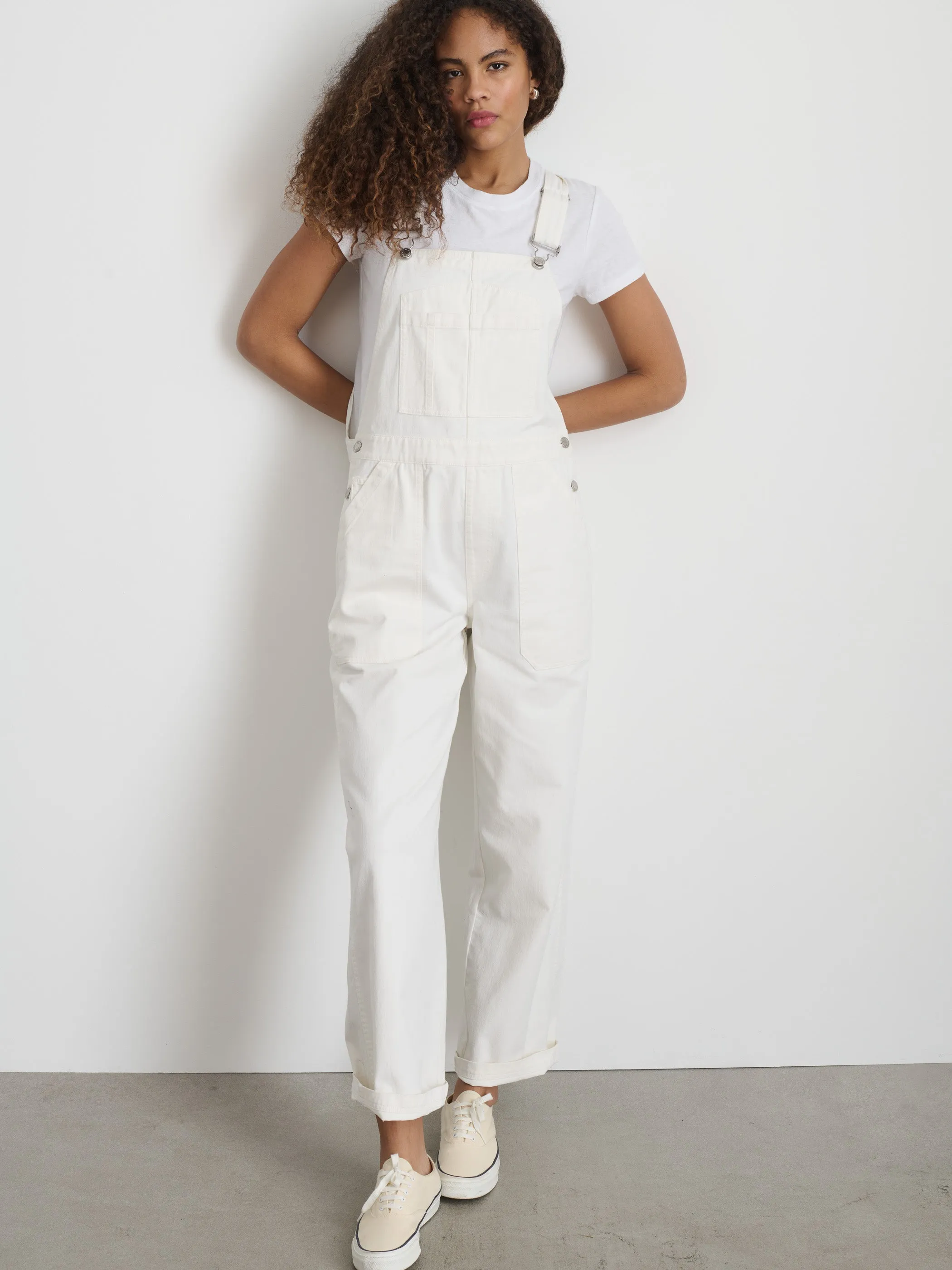 Lili Overall in White Denim