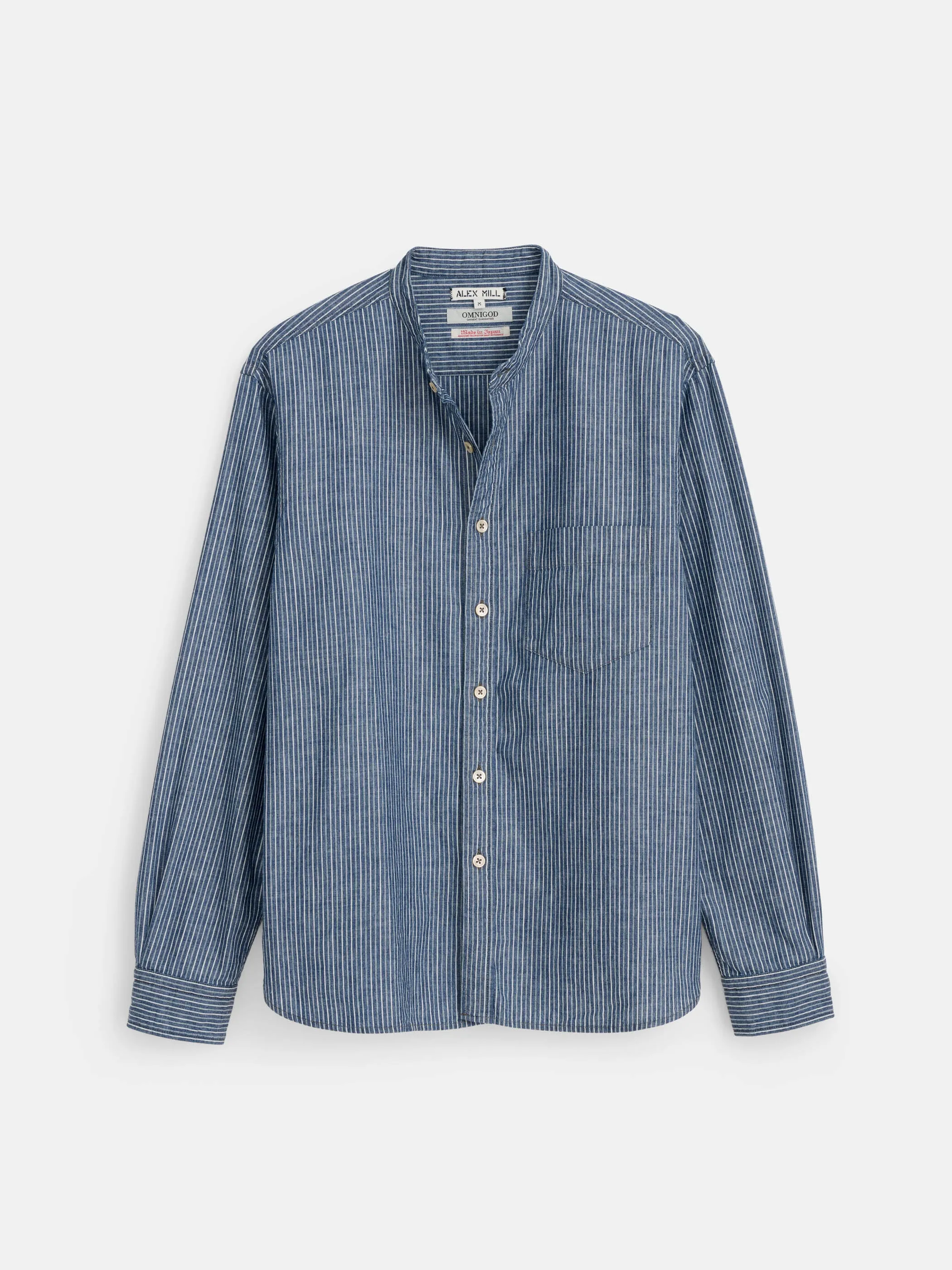 OMNIGOD x Alex Mill Band Collar Shirt in Stripe