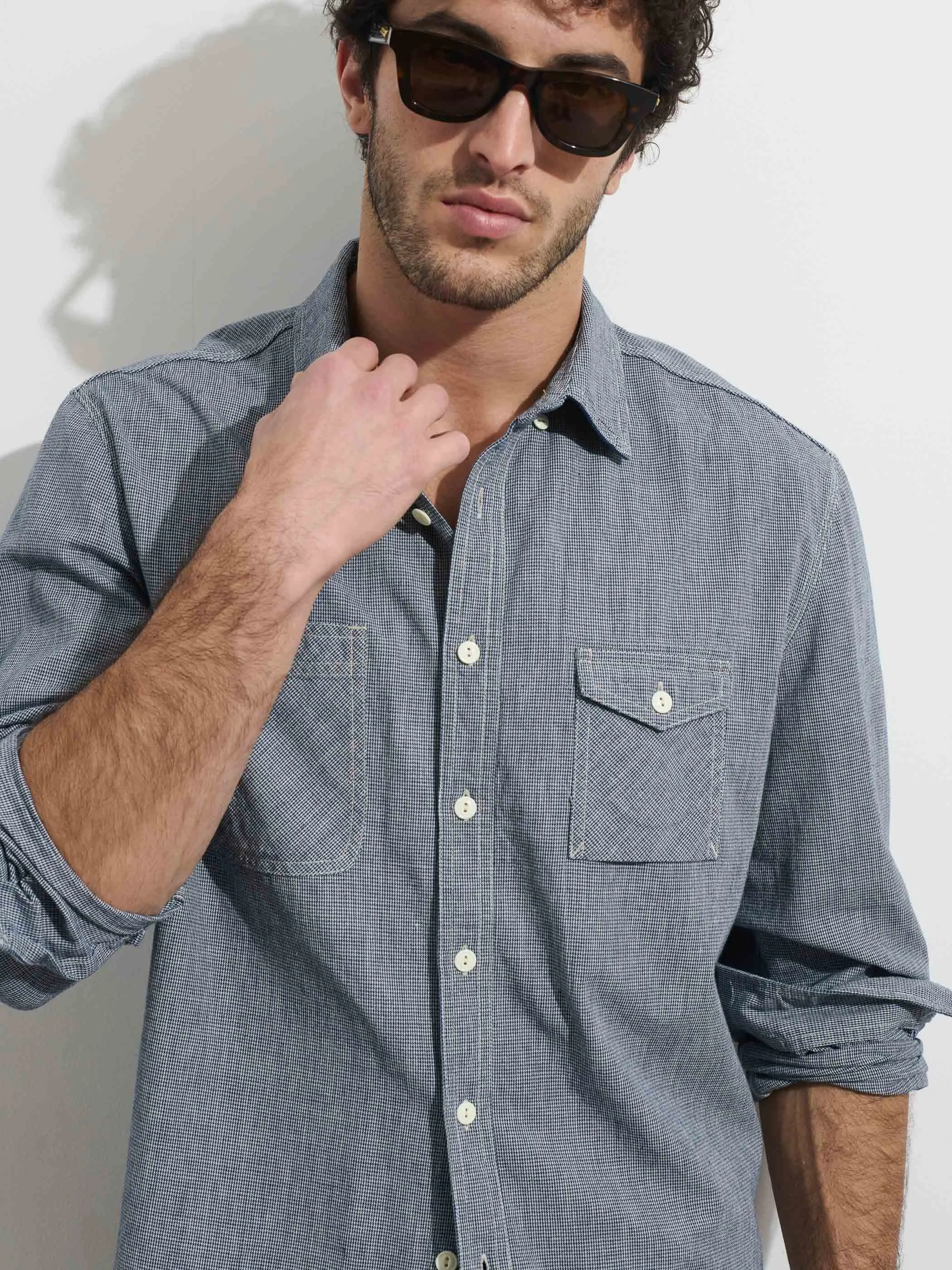 OMNIGOD x Alex Mill Utility Shirt In Houndstooth