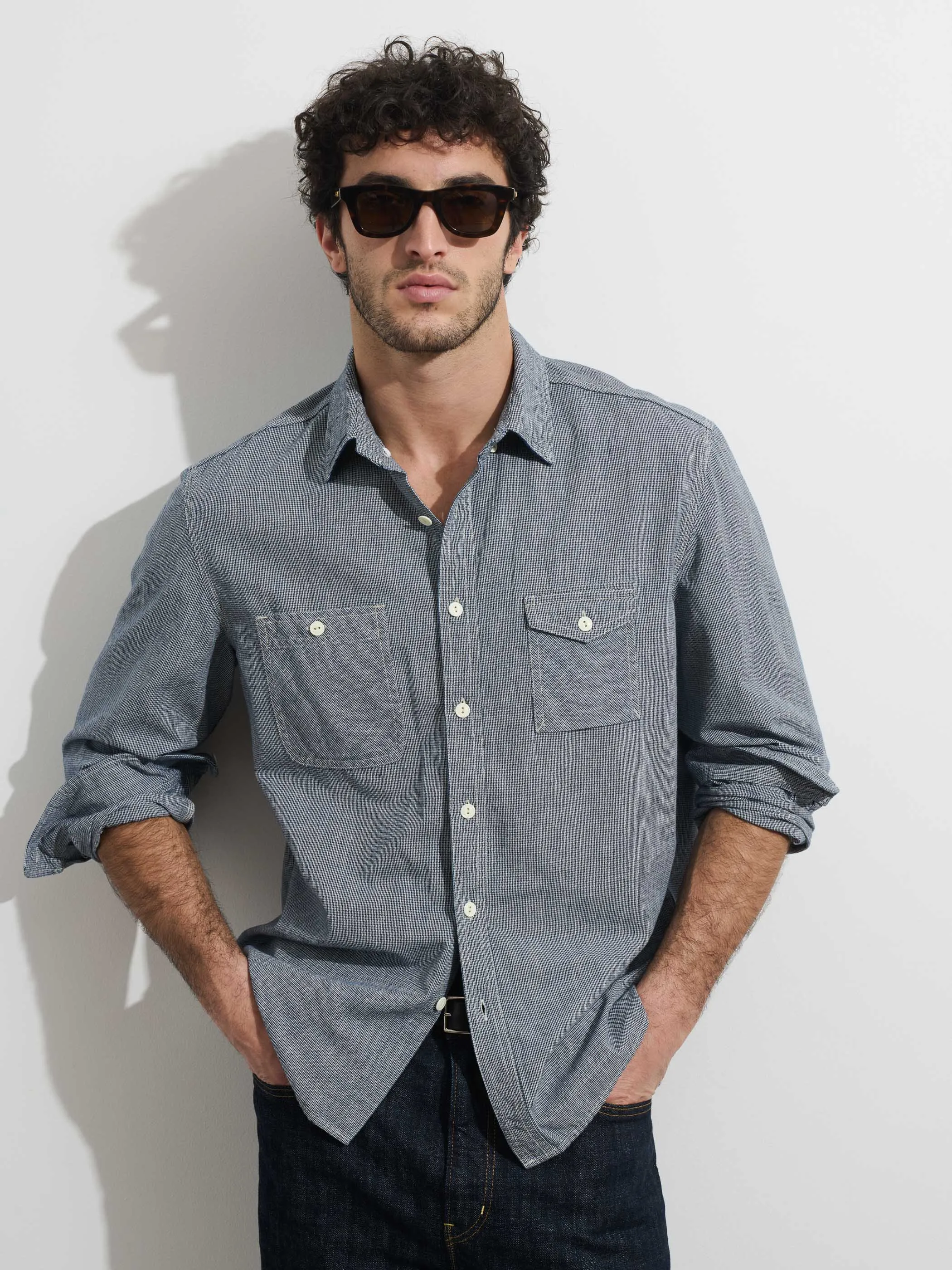 OMNIGOD x Alex Mill Utility Shirt In Houndstooth