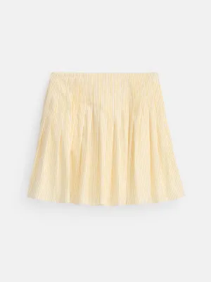 Penelope Stripe Pleated Skirt In Cotton Poplin