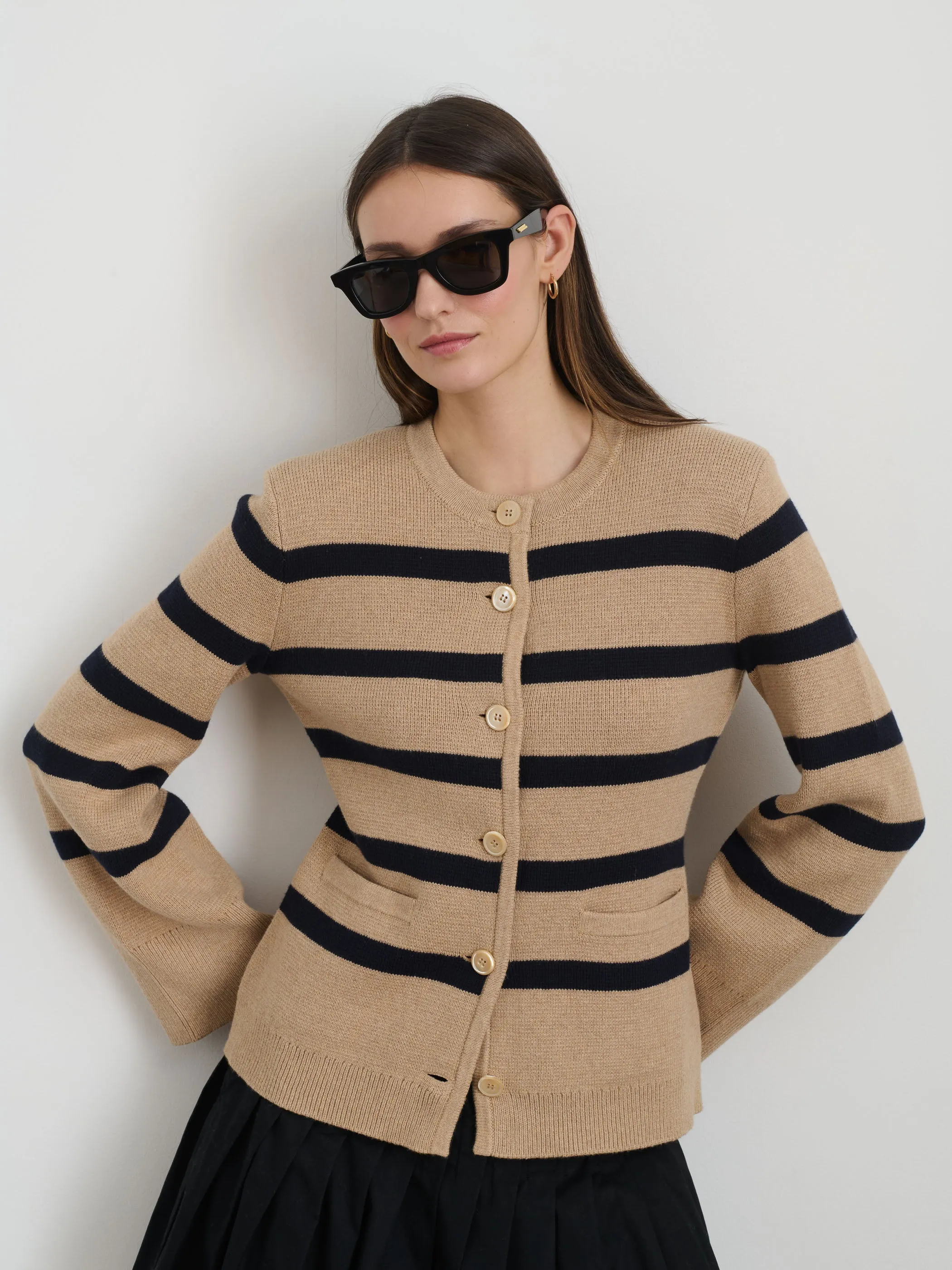 Provence Stripe Sweater Jacket In Cotton Cashmere