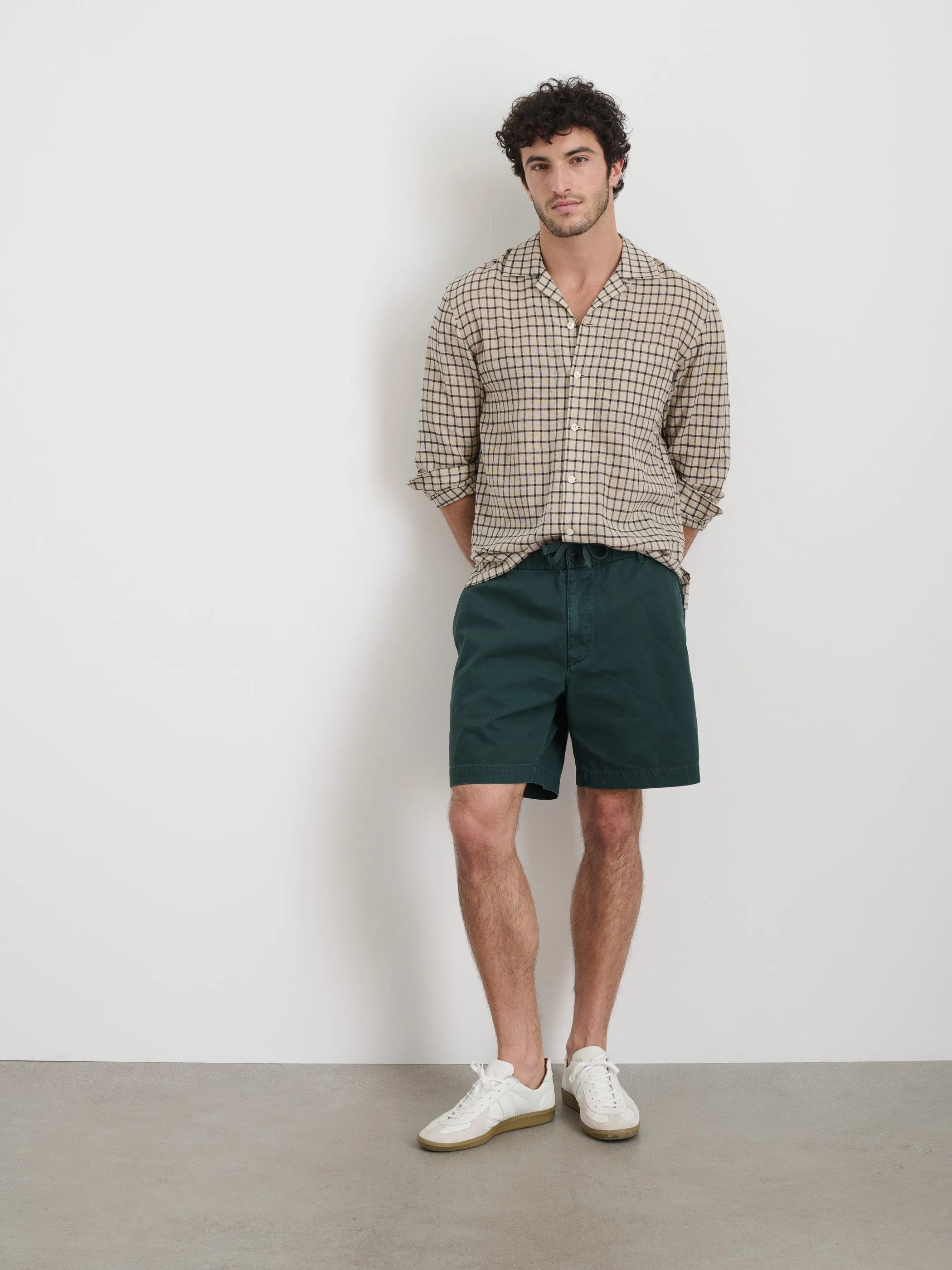 Pull On Short In Cotton Herringbone