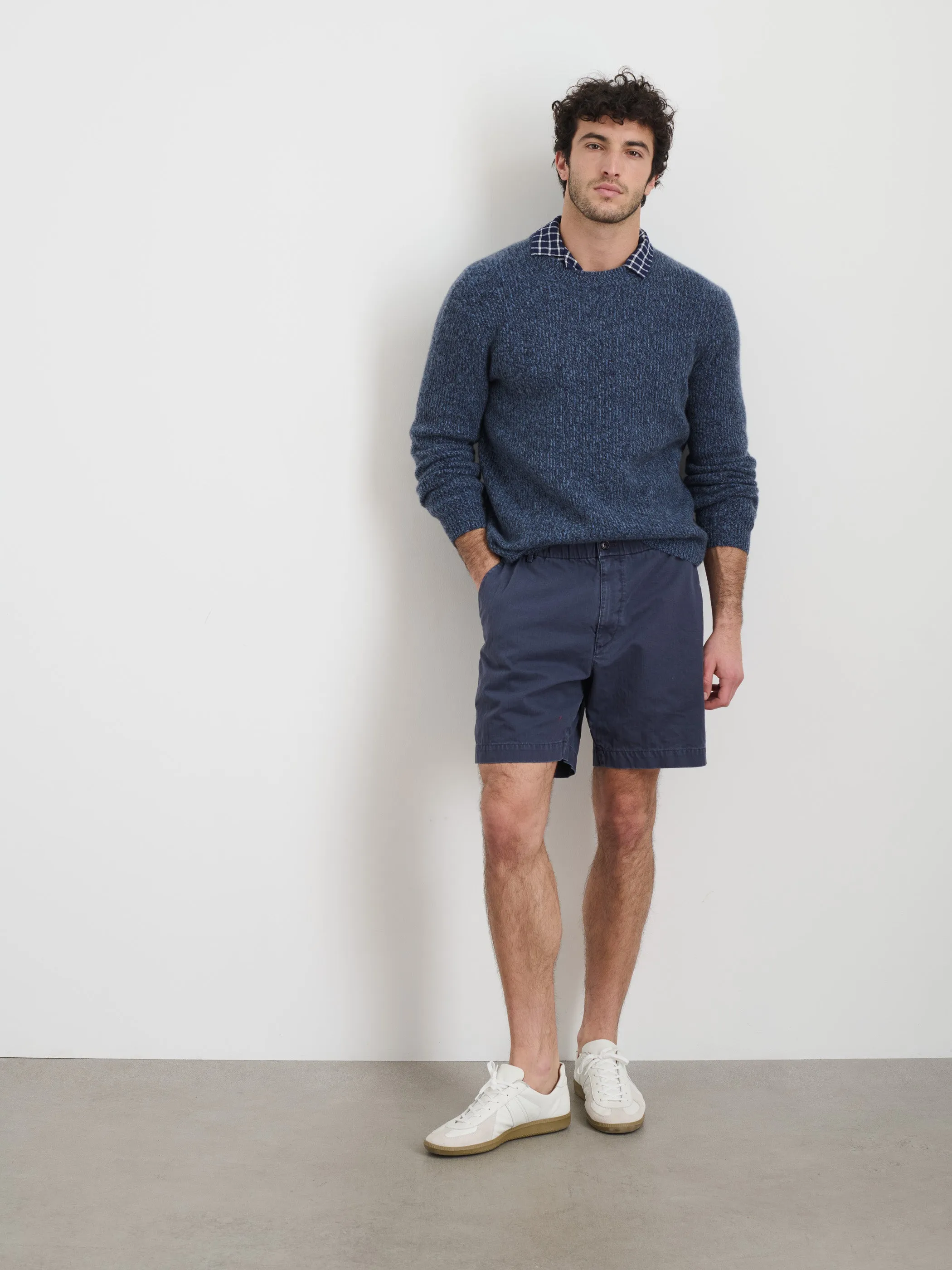 Pull On Short In Cotton Herringbone