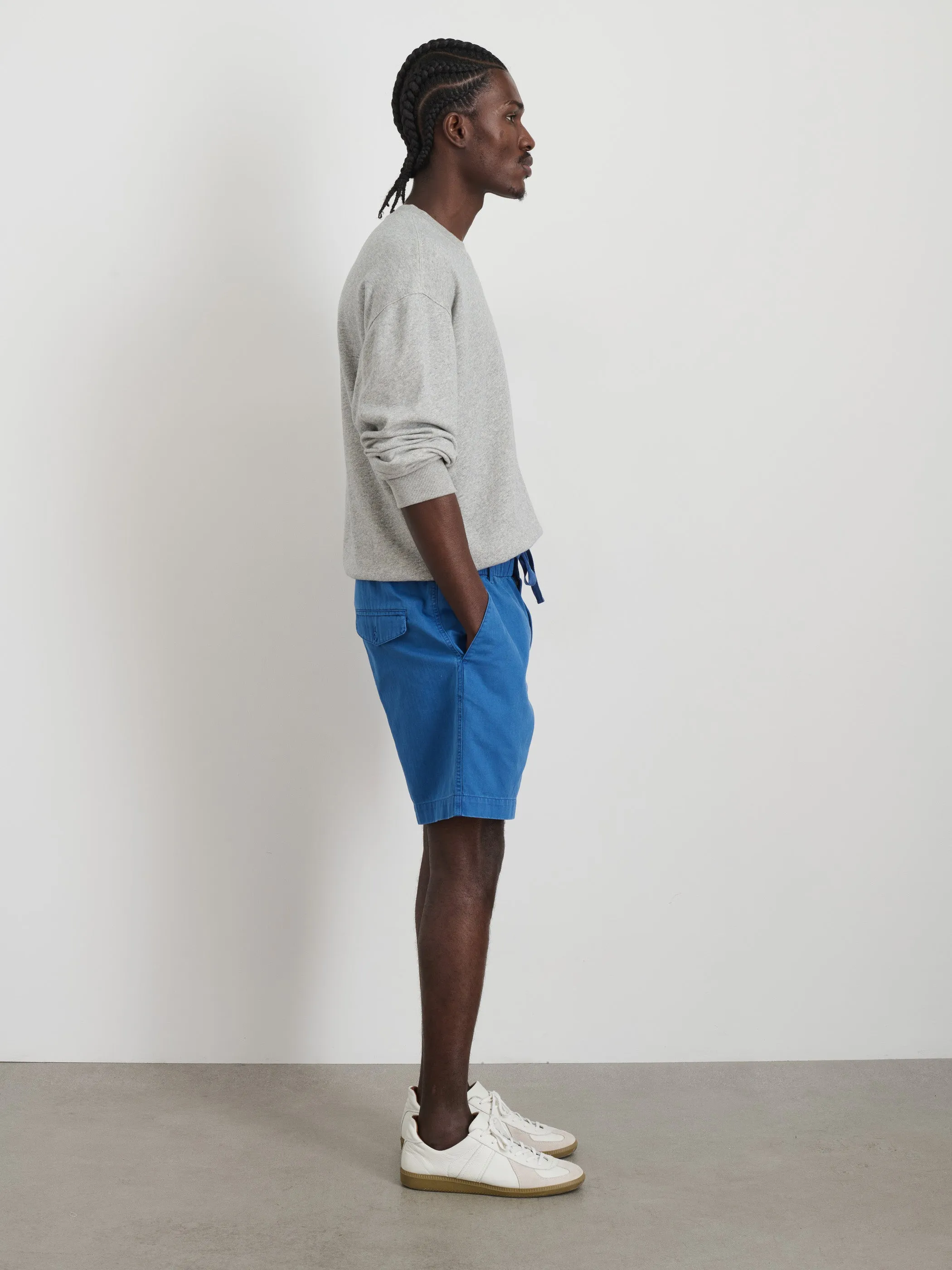 Pull On Short In Cotton Herringbone