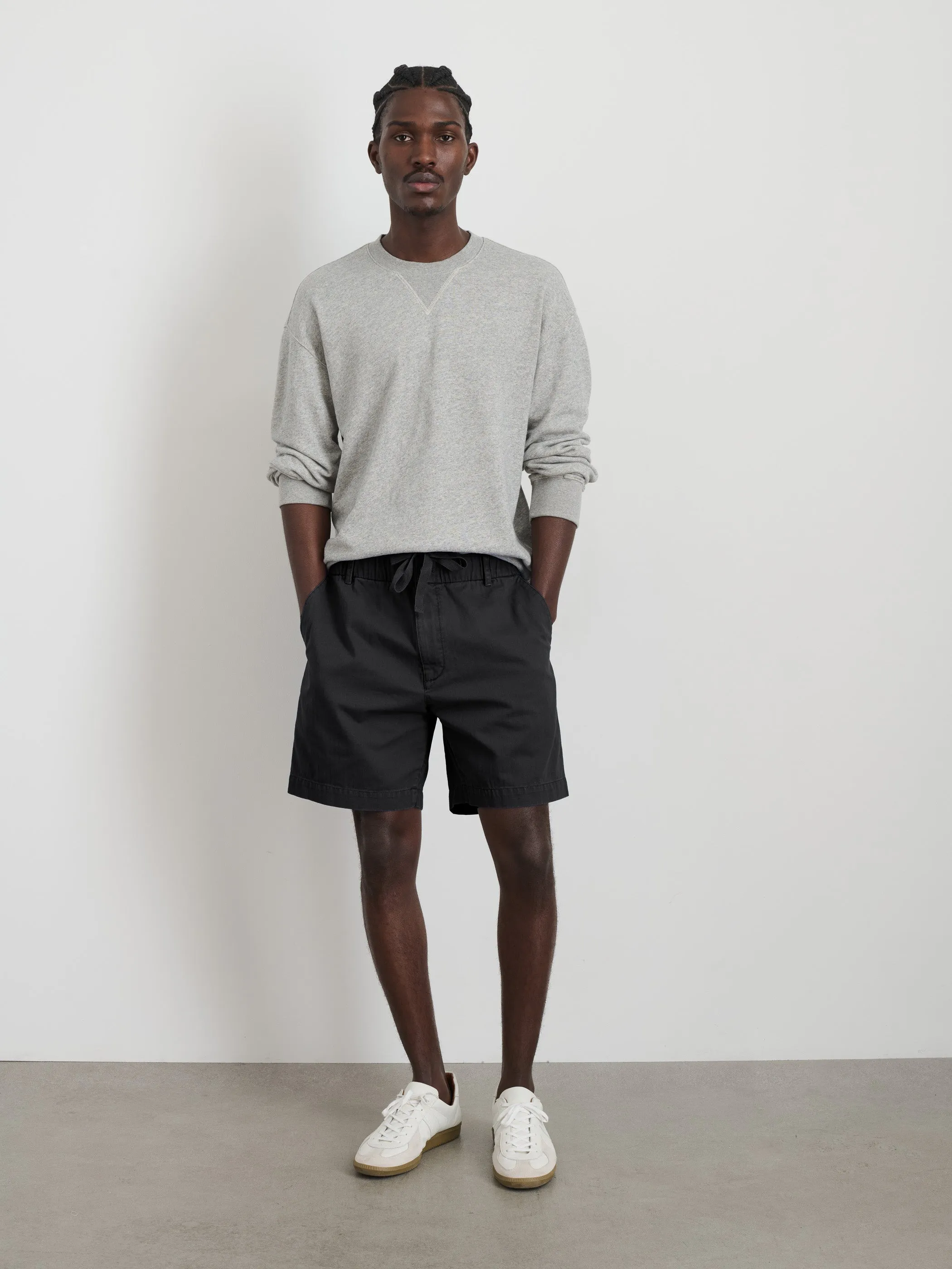 Pull On Short In Cotton Herringbone