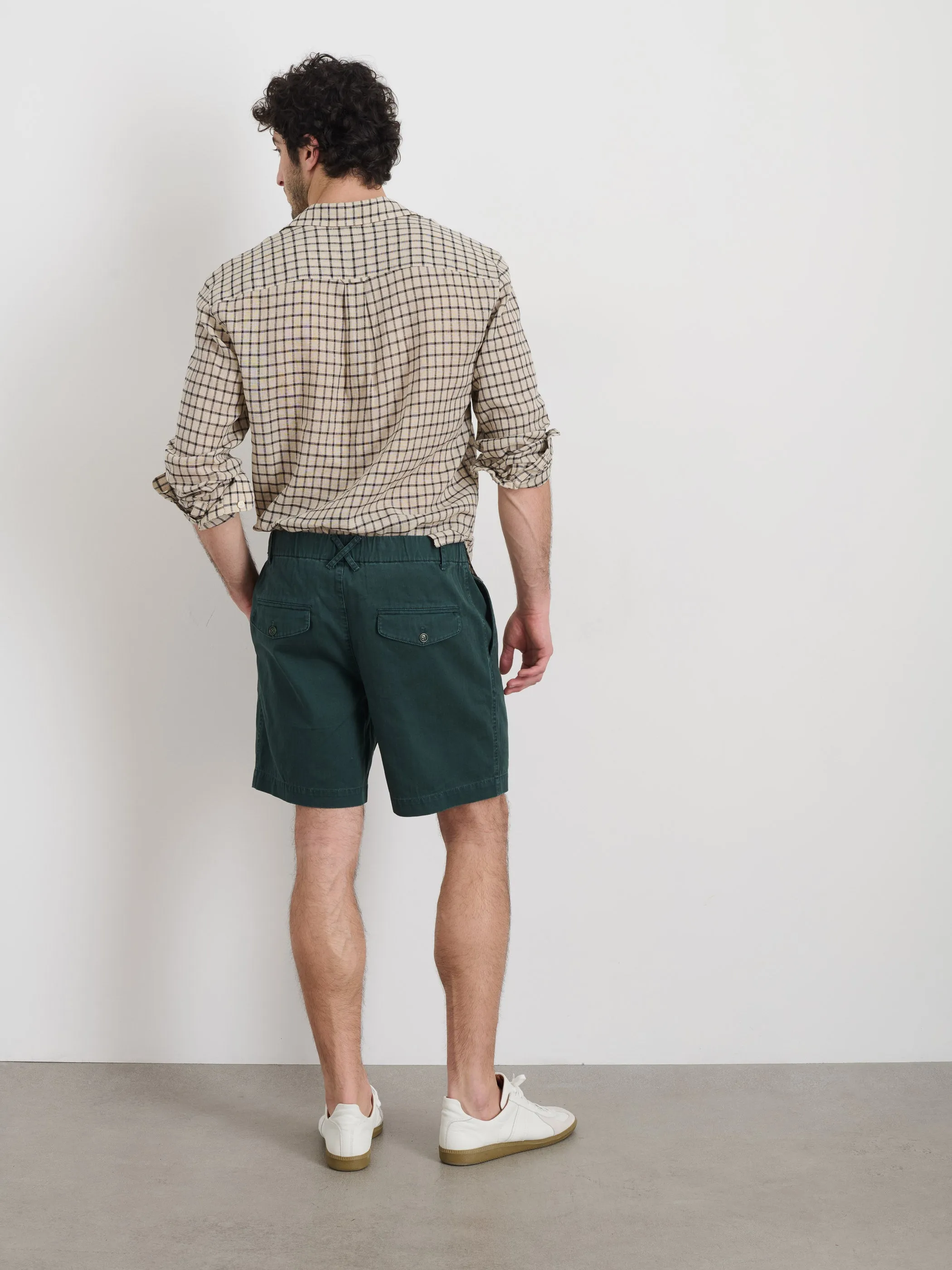 Pull On Short In Cotton Herringbone