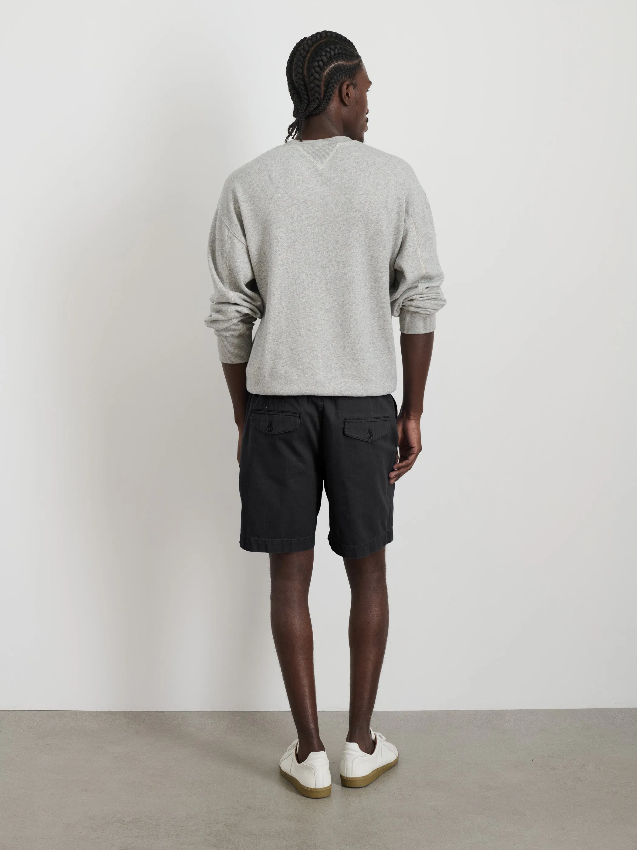 Pull On Short In Cotton Herringbone