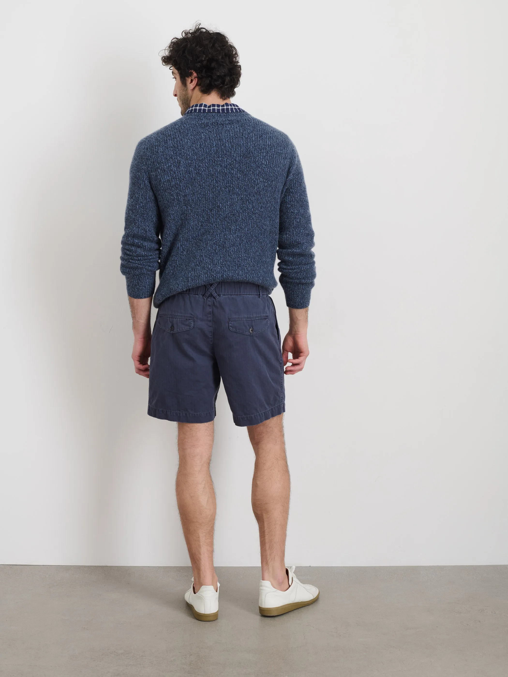 Pull On Short In Cotton Herringbone