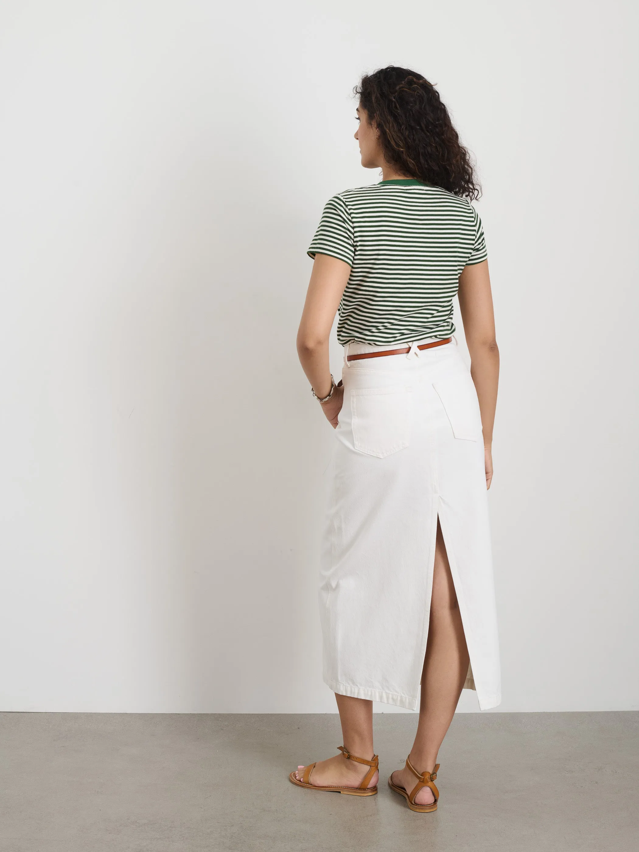 Ruby Denim Skirt In White Denim