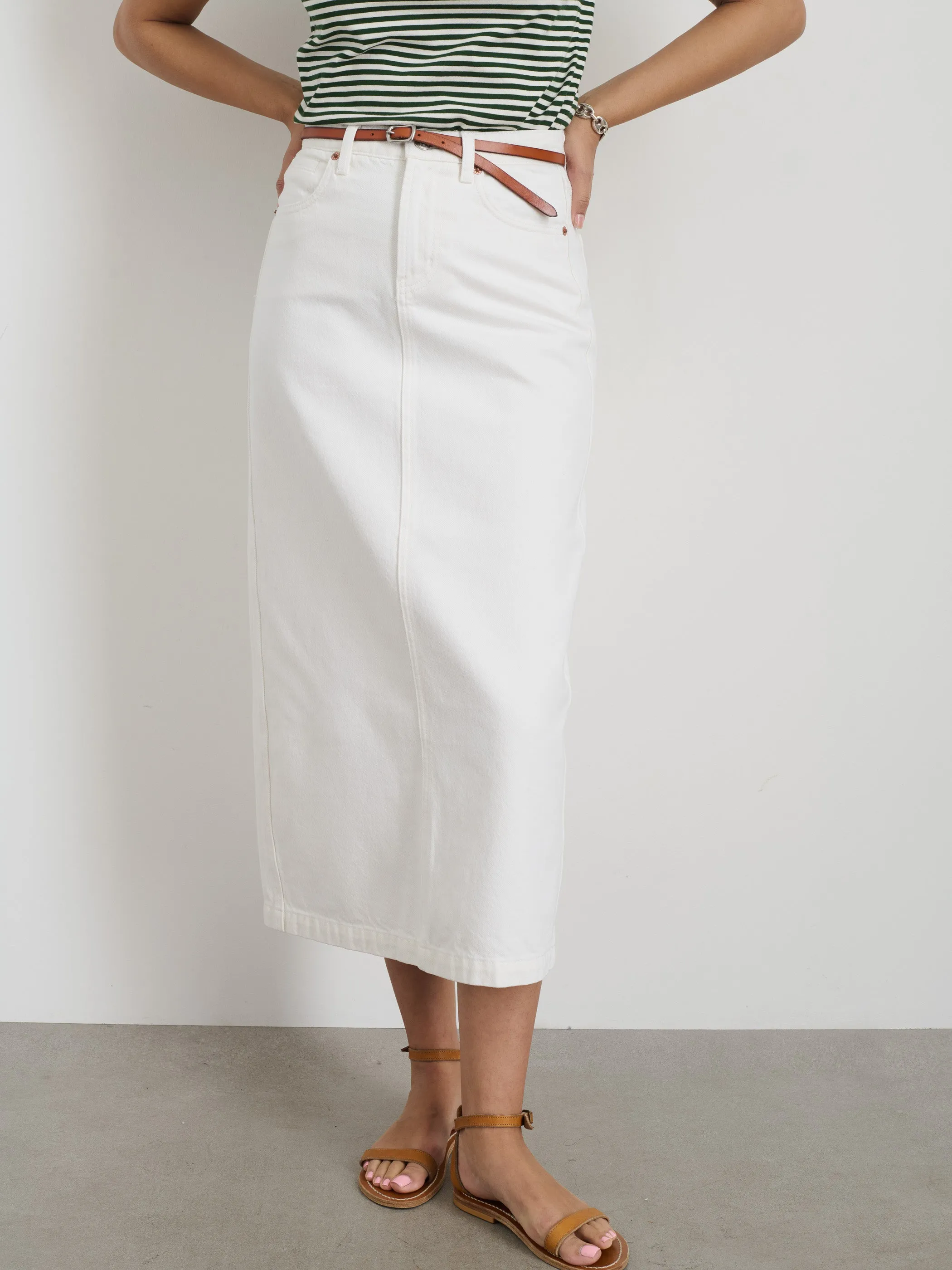 Ruby Denim Skirt In White Denim