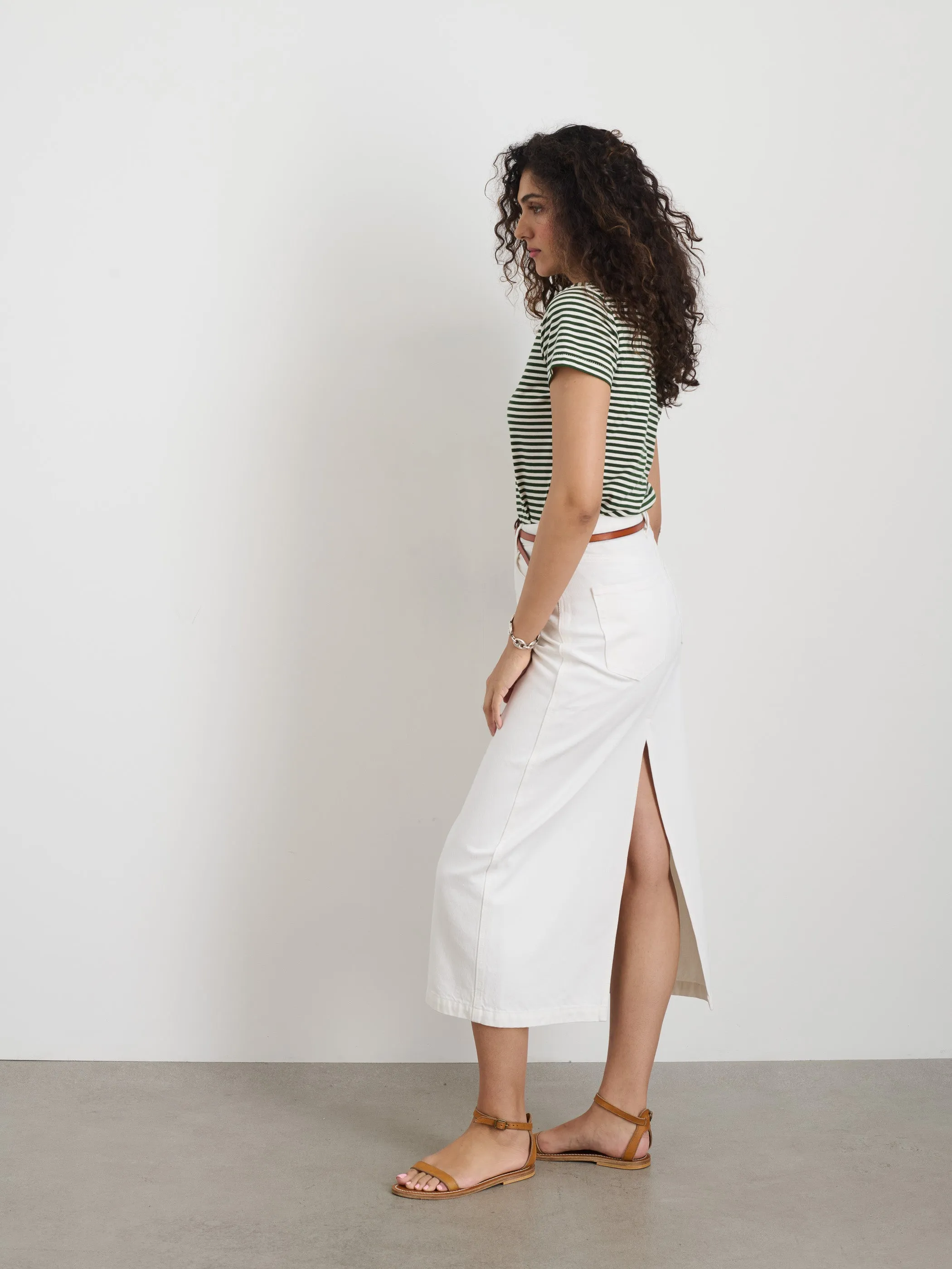 Ruby Denim Skirt In White Denim