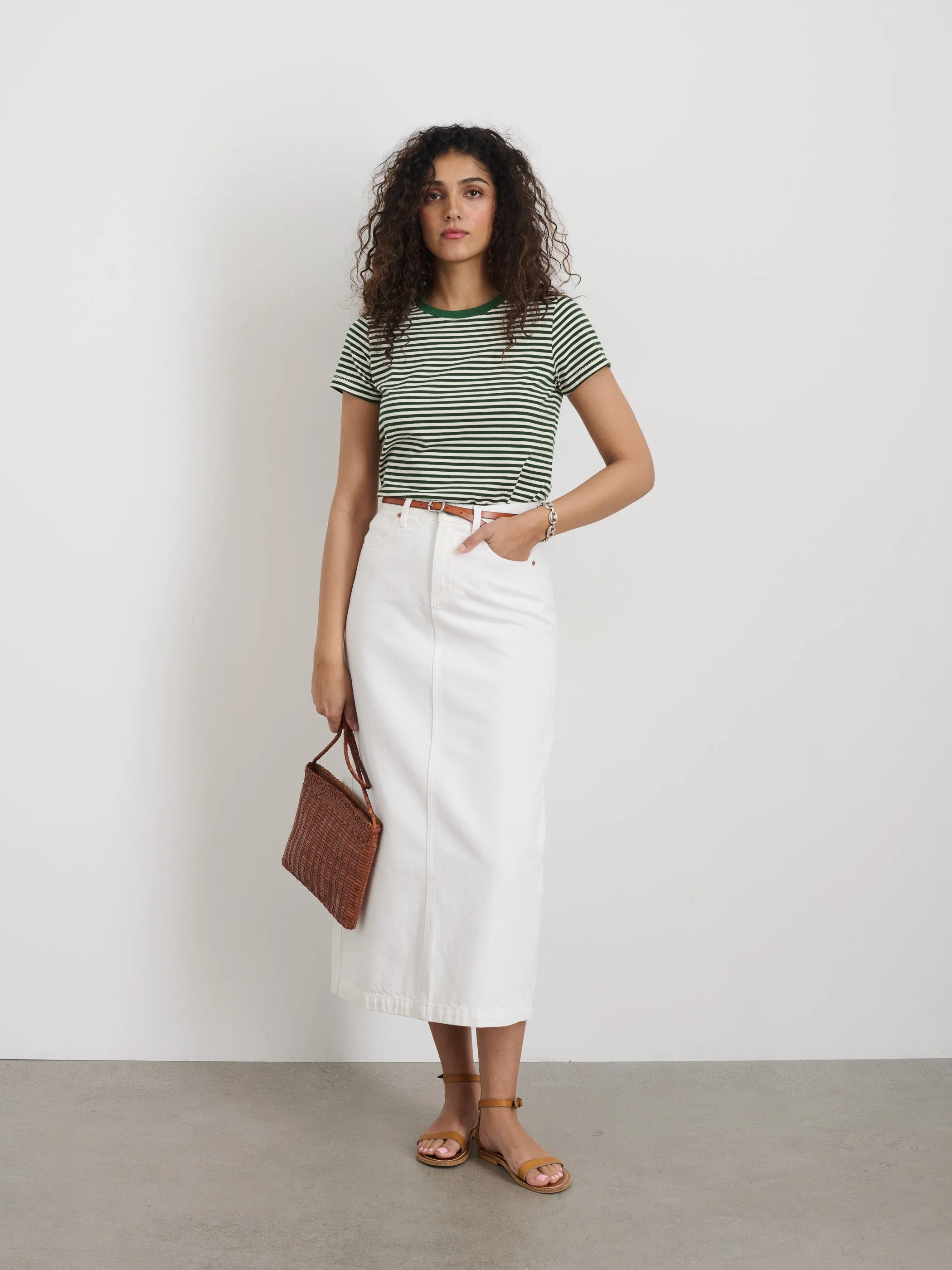 Ruby Denim Skirt In White Denim