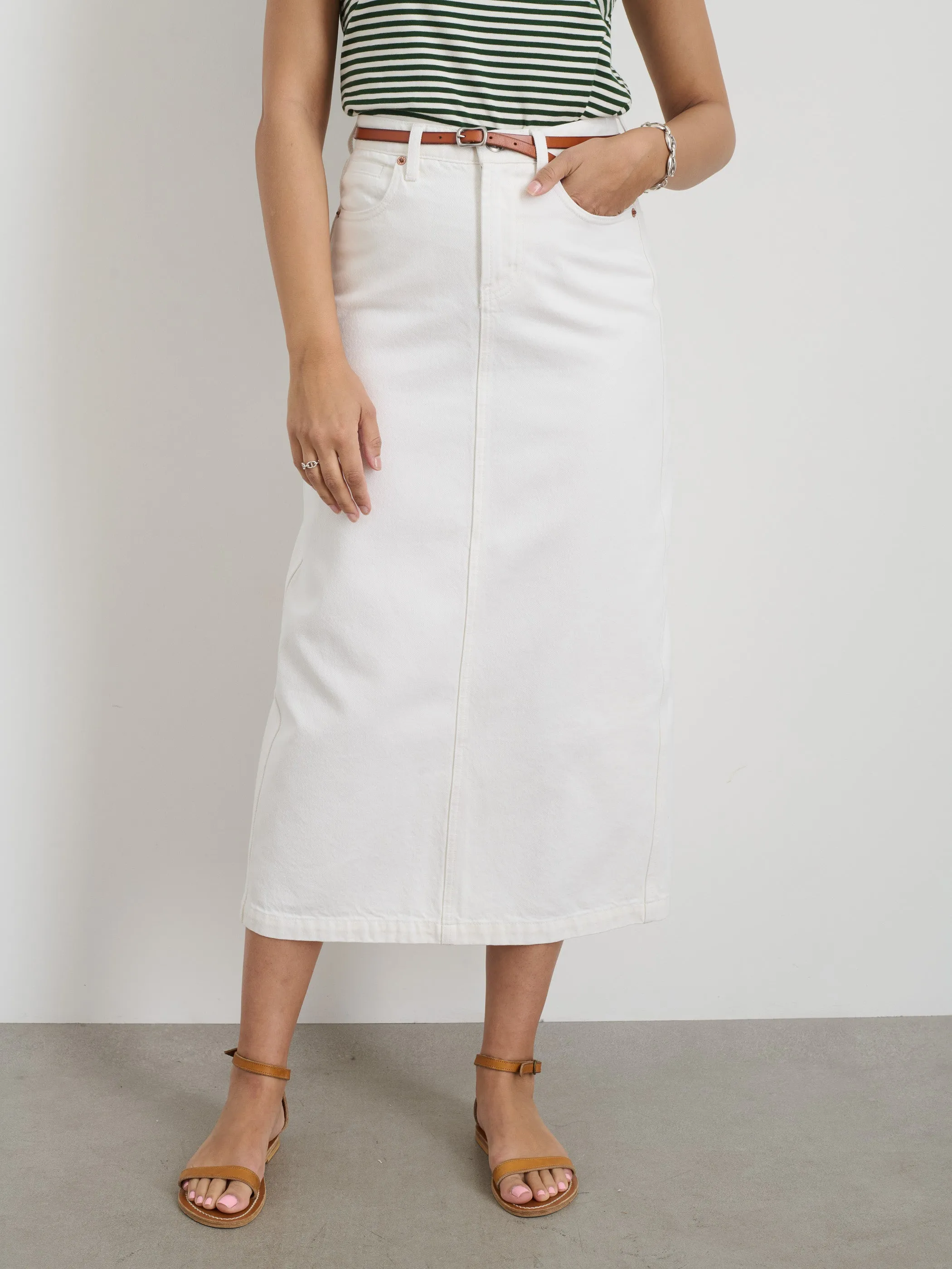 Ruby Denim Skirt In White Denim