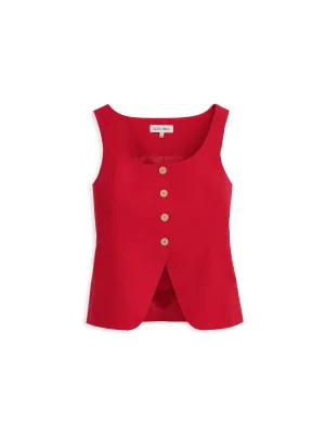 Soho Scoop Vest In Linen Cotton